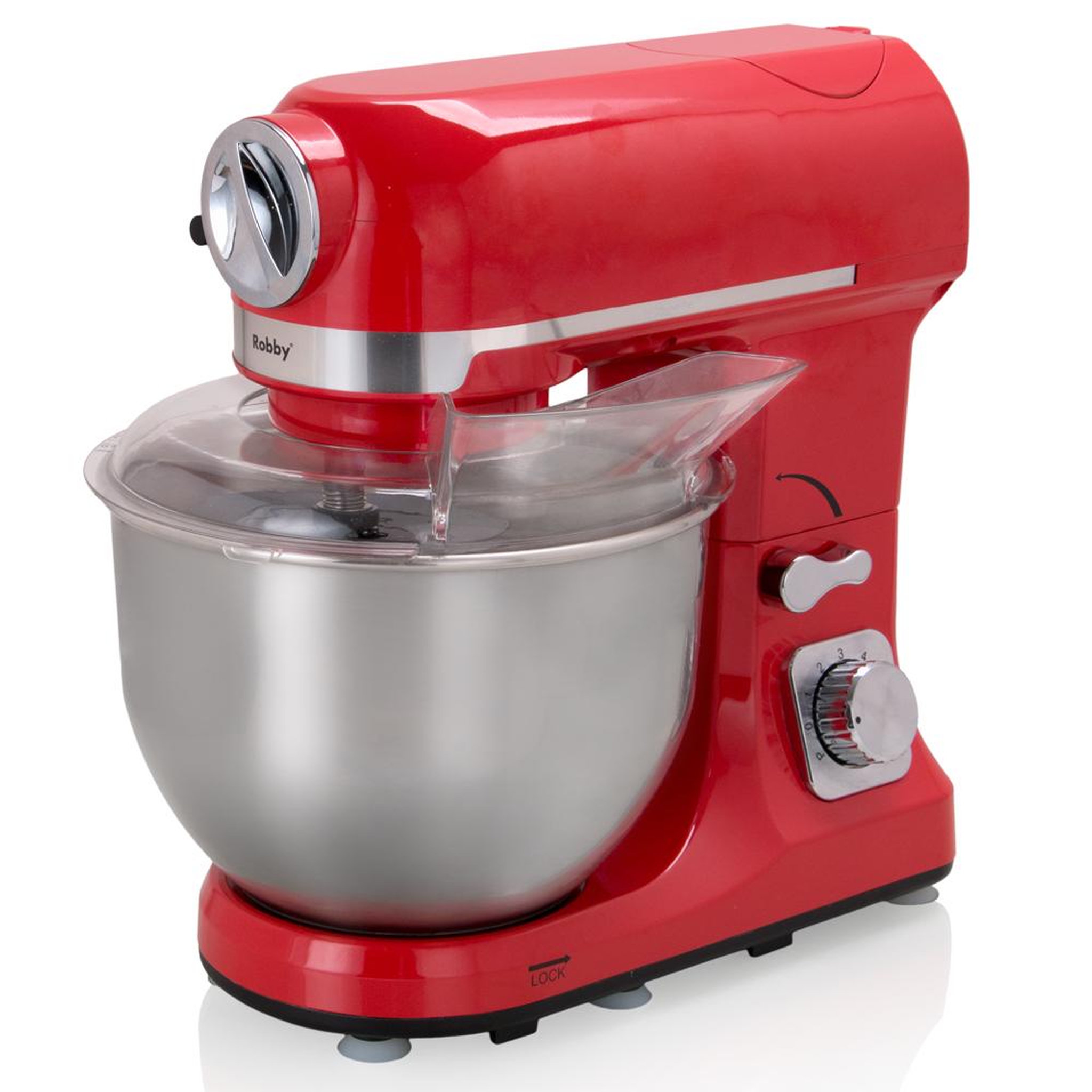 Voir la diapositive 2 : Robby Robot multifonctions 5l 1000w rouge avec hachoir et blender 1,5l en verre - robimix rouge