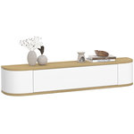 ID MARKET Etagère murale console d'entrée LEORA 1 porte blanc et effet bois