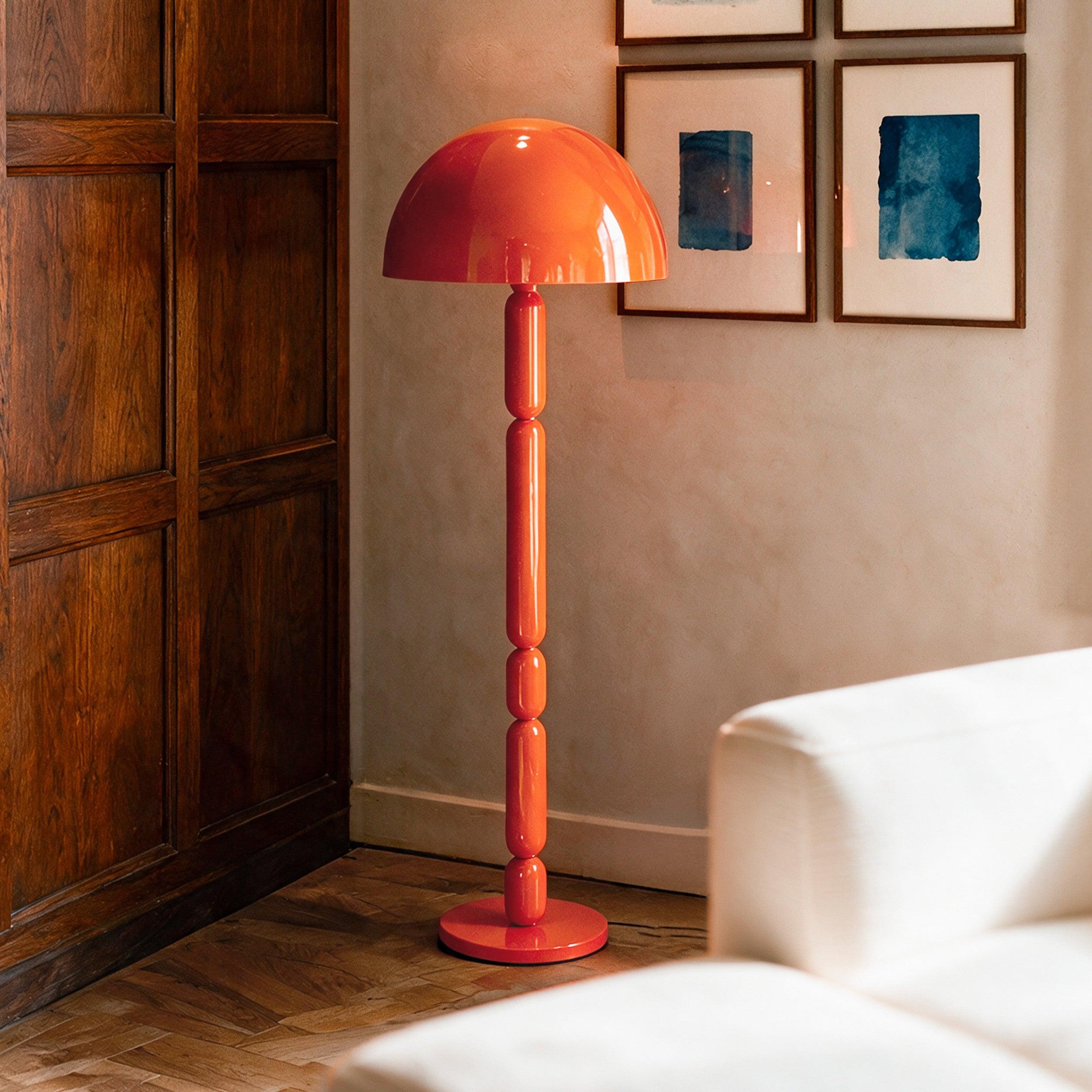 Voir la diapositive 2 : MAISON PAVANE Lampadaire en bois et métal orange-romy