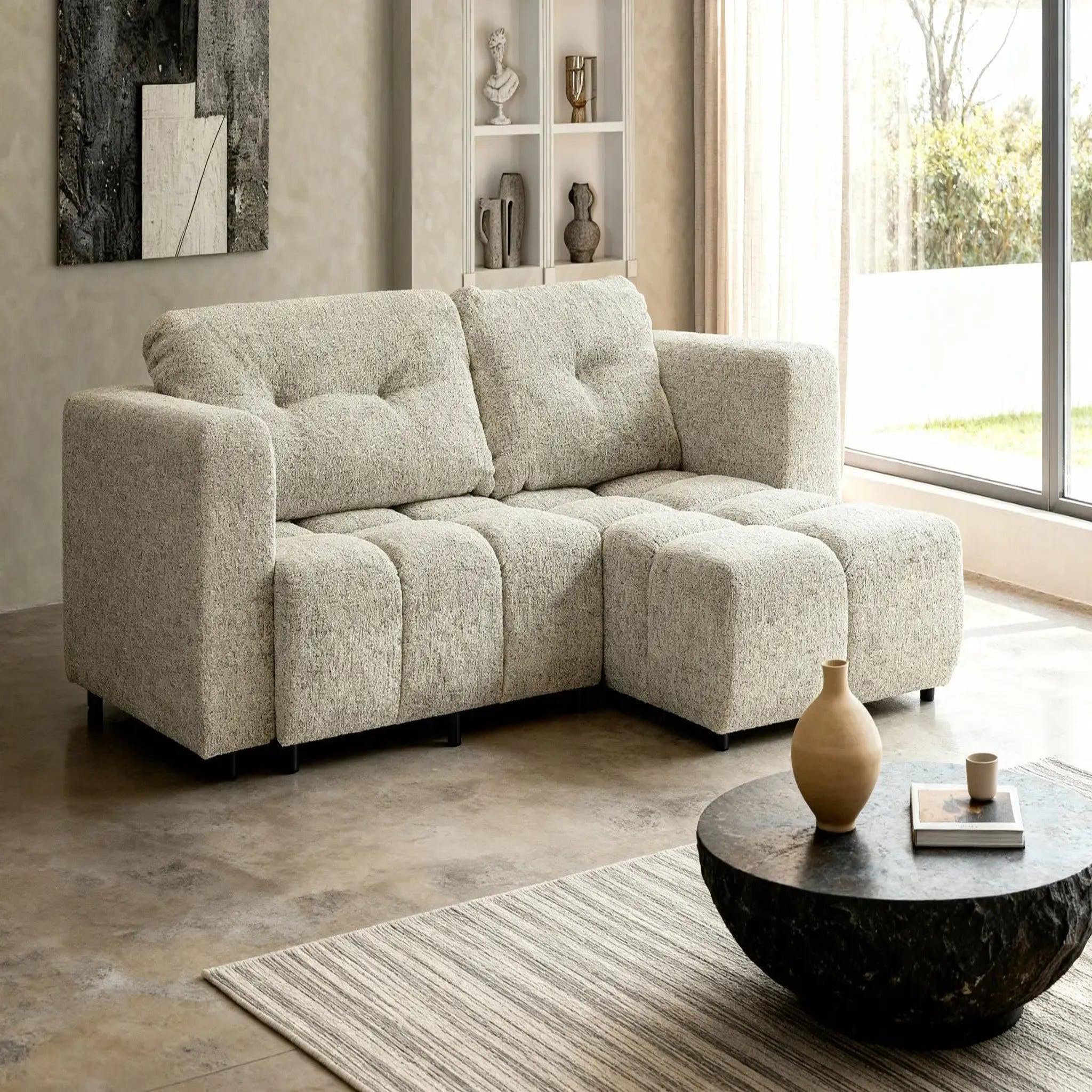 Voir la diapositive 4 : CASANOVA PARIS Romy 3 places - canapé d'angle convertible tissu chenille 3 places