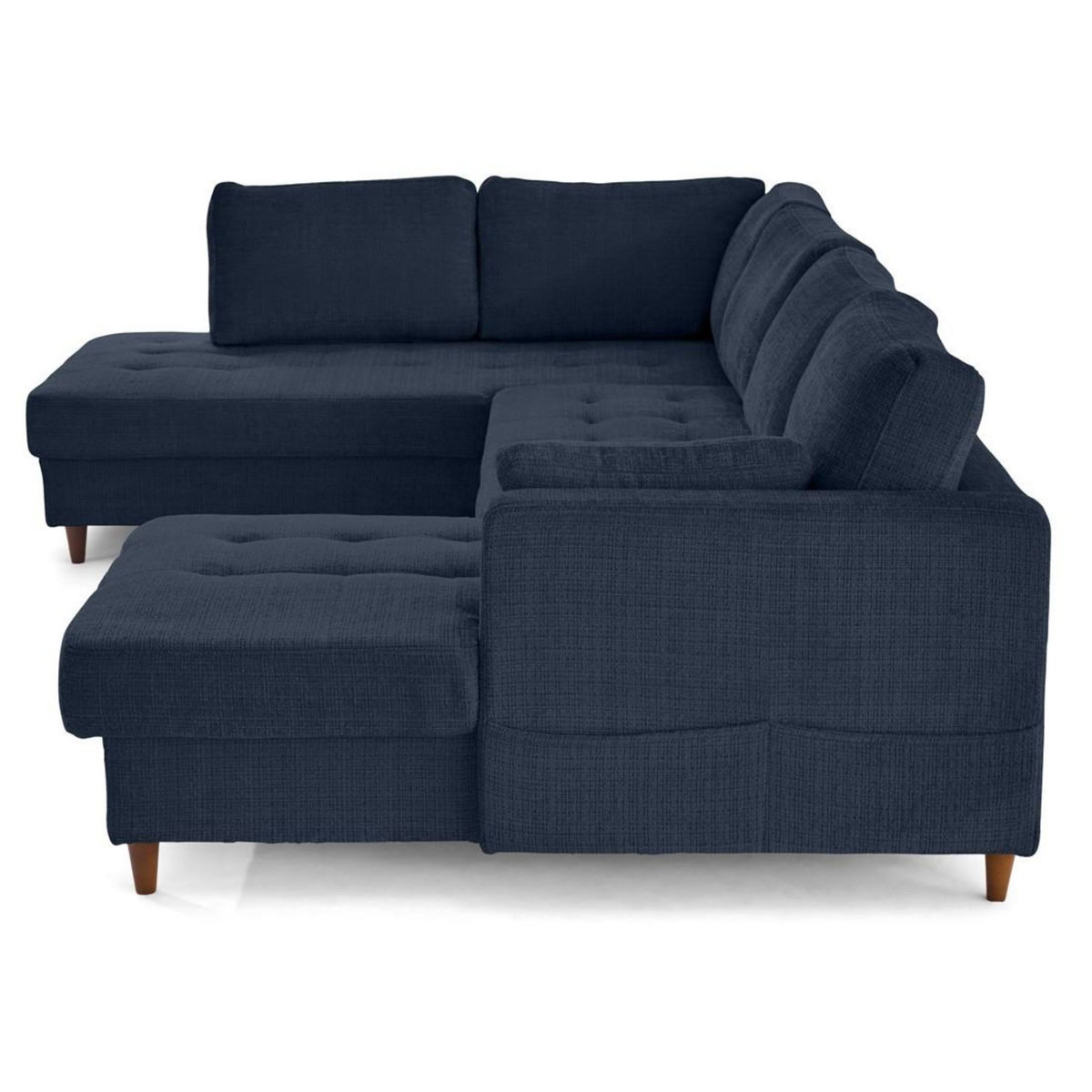 LISA DESIGN Anna - canapé panoramique d'angle gauche 7 places convertible avec coffre en velours texturé