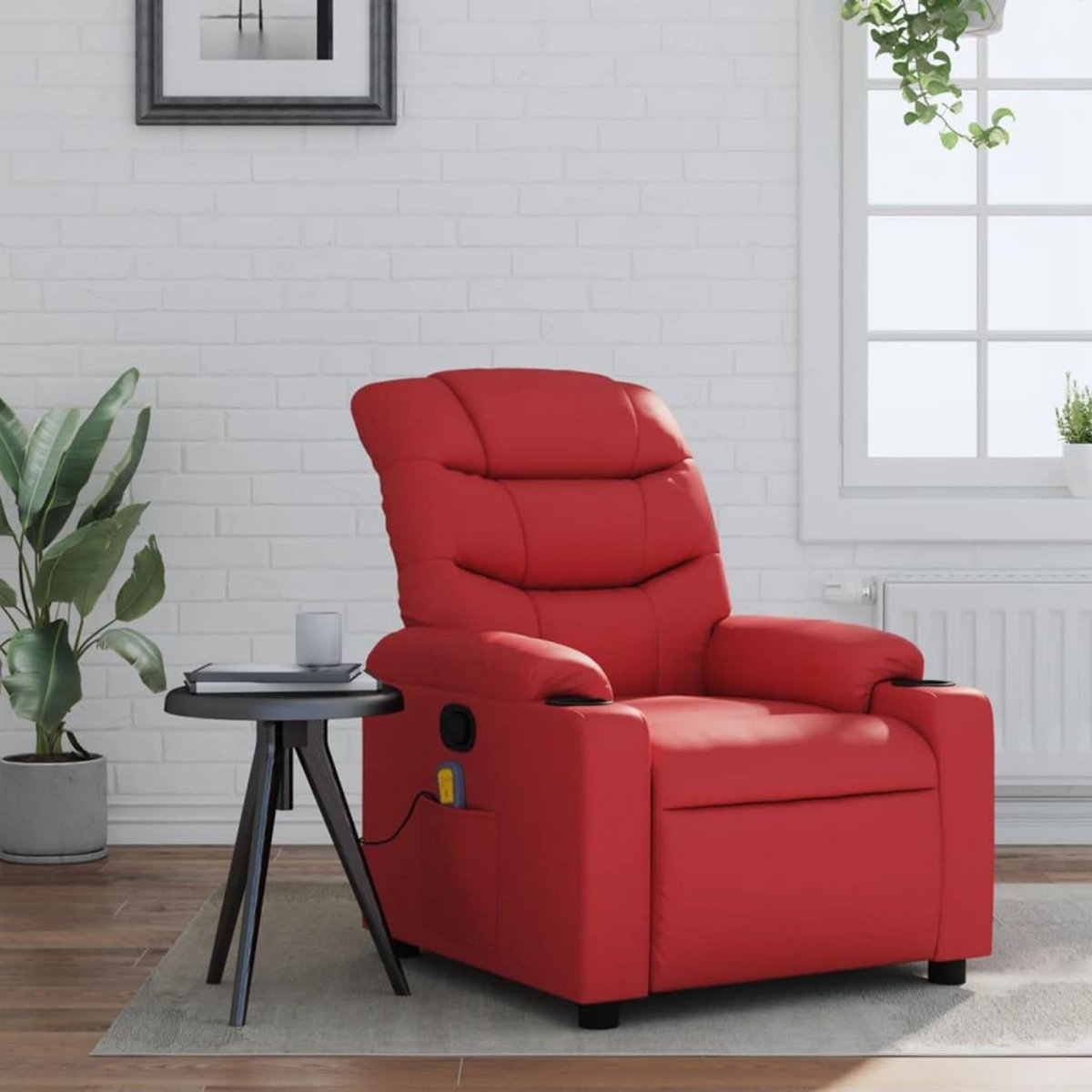 VIDAXL Fauteuil de massage inclinable rouge similicuir
