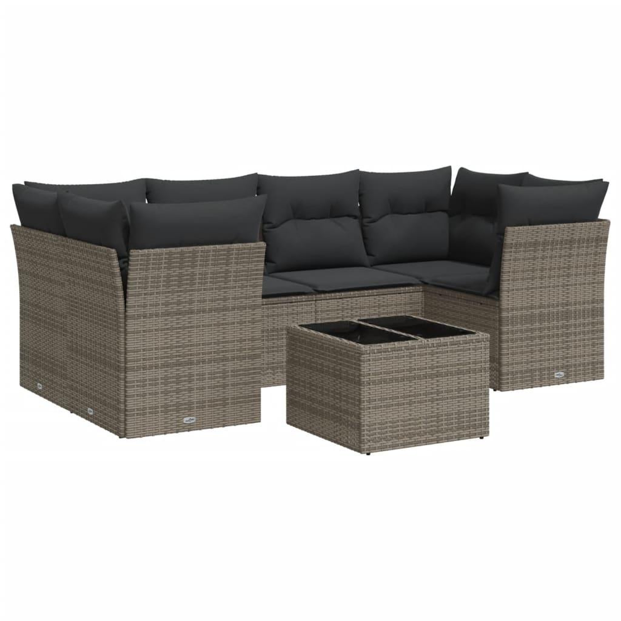 Voir la diapositive 2 : VIDAXL Salon de jardin avec coussins 7 pcs gris resine tressee