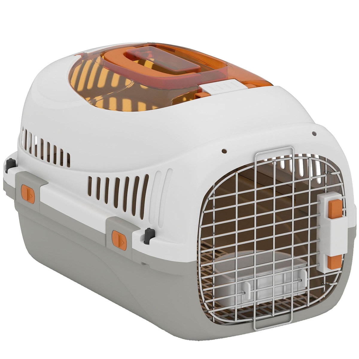 PAWHUT Caisse de transport chat et chien max. 4Kg porte acier gamelle intégrée