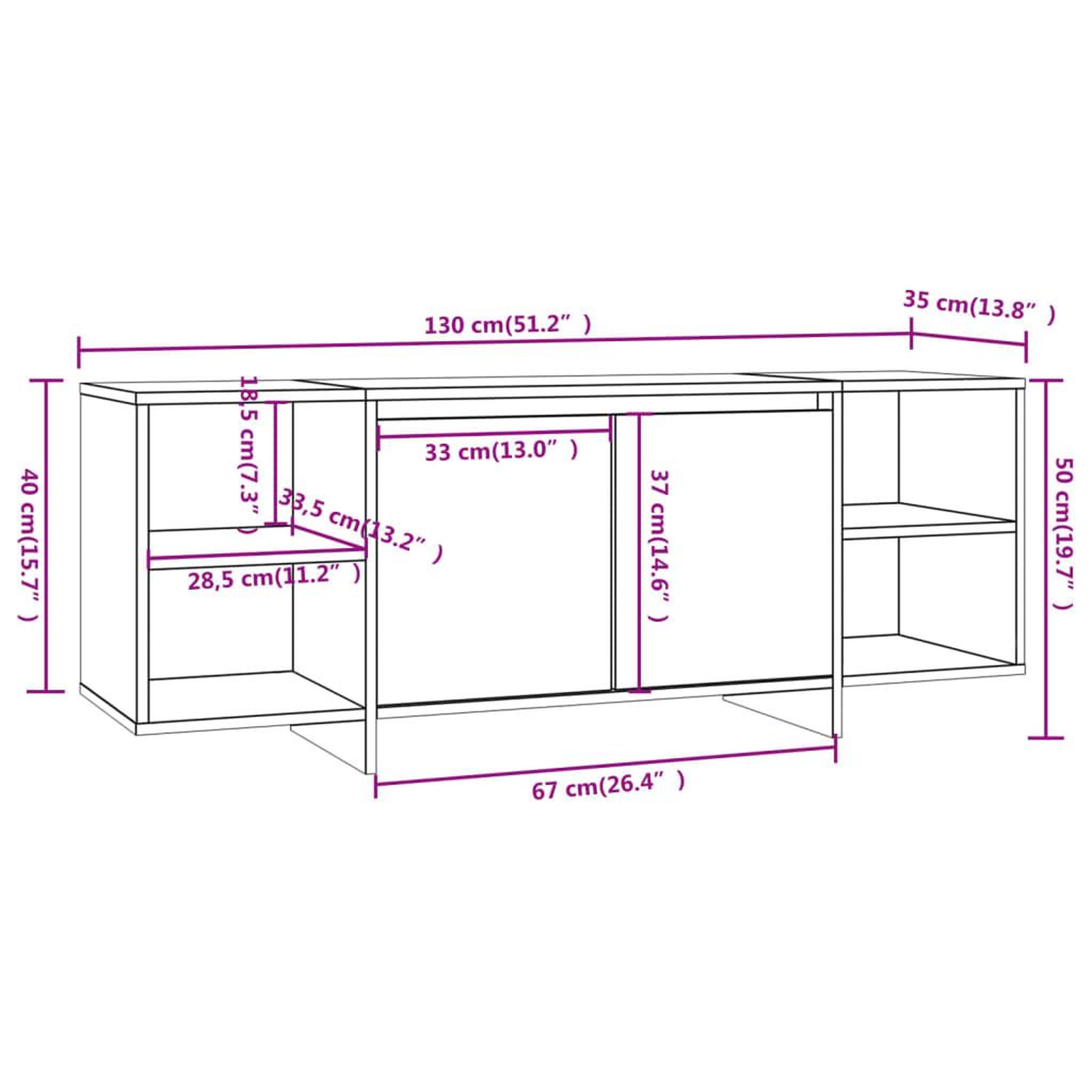 Voir la diapositive 6 : VIDAXL Meuble TV blanc 130x35x50 cm bois d'ingenierie