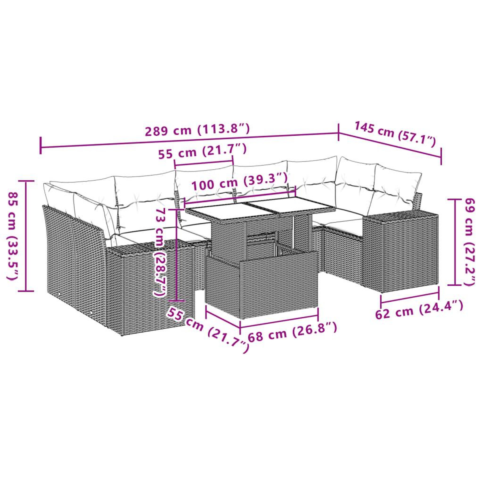 Voir la diapositive 6 : VIDAXL Salon de jardin 8 pcs avec coussins noir resine tressee