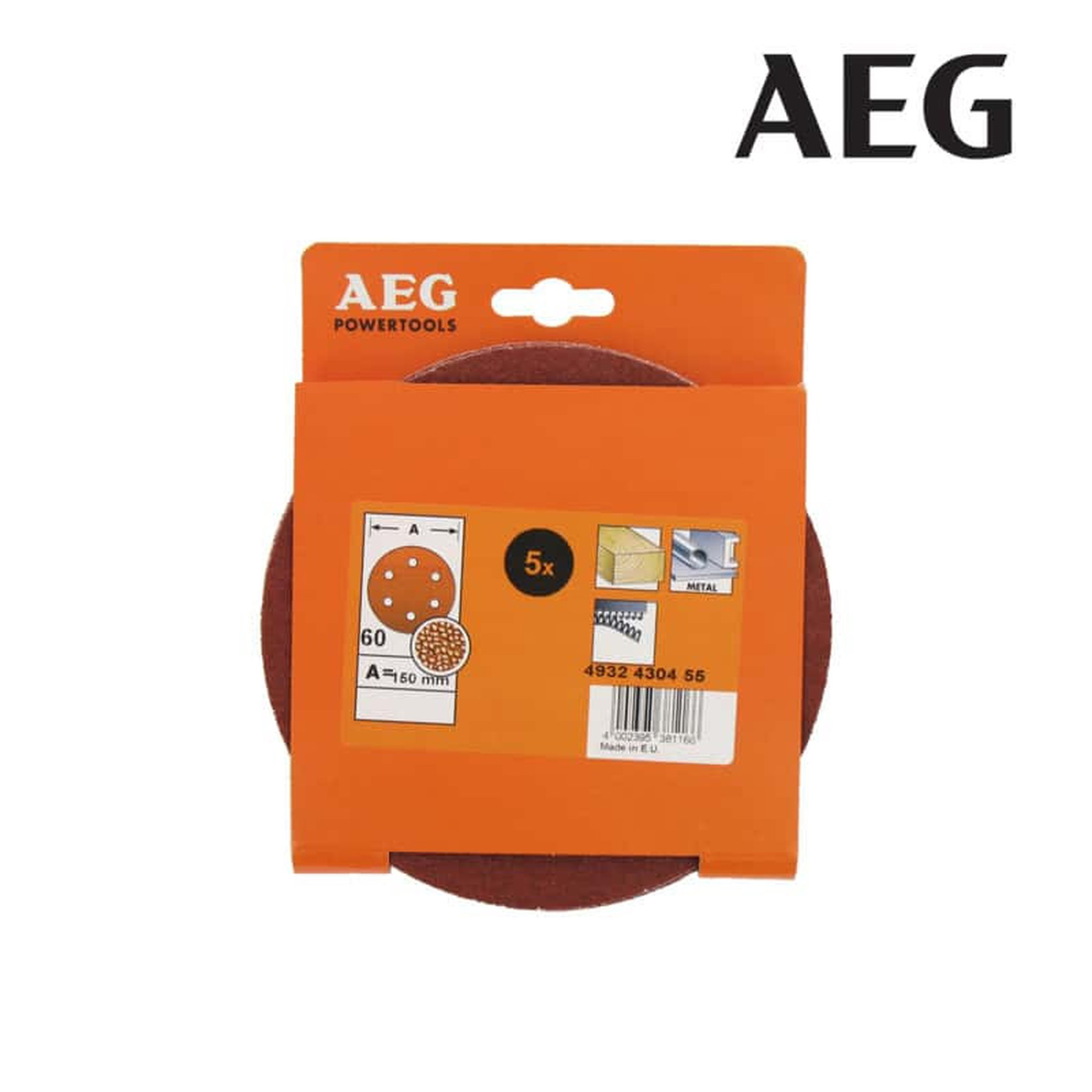 Voir la diapositive 2 : AEG Kit 5 disques abrasifs AEG grain 60 150mm 4932430455