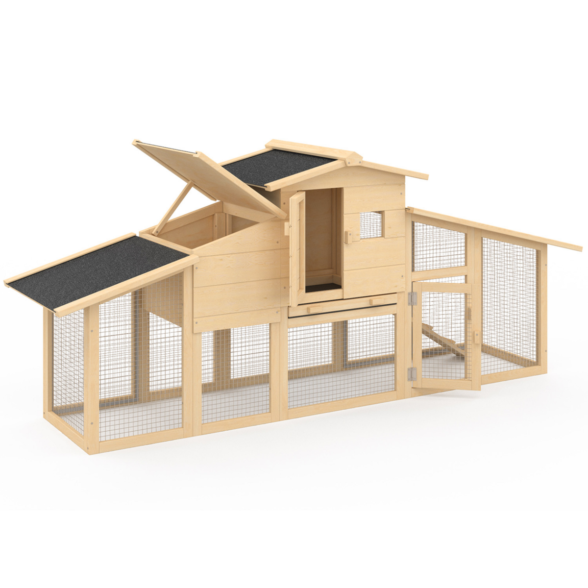 ID MARKET Poulailler VIP avec pondoir et clapier double XXL en bois