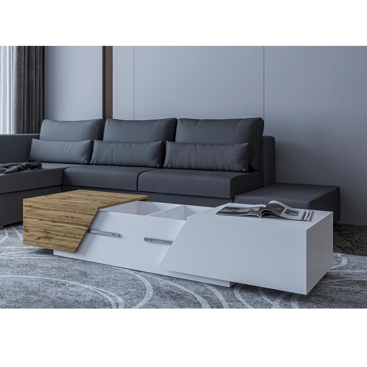 BEST MOBILIER Pitt - table basse - 124 cm - style industriel