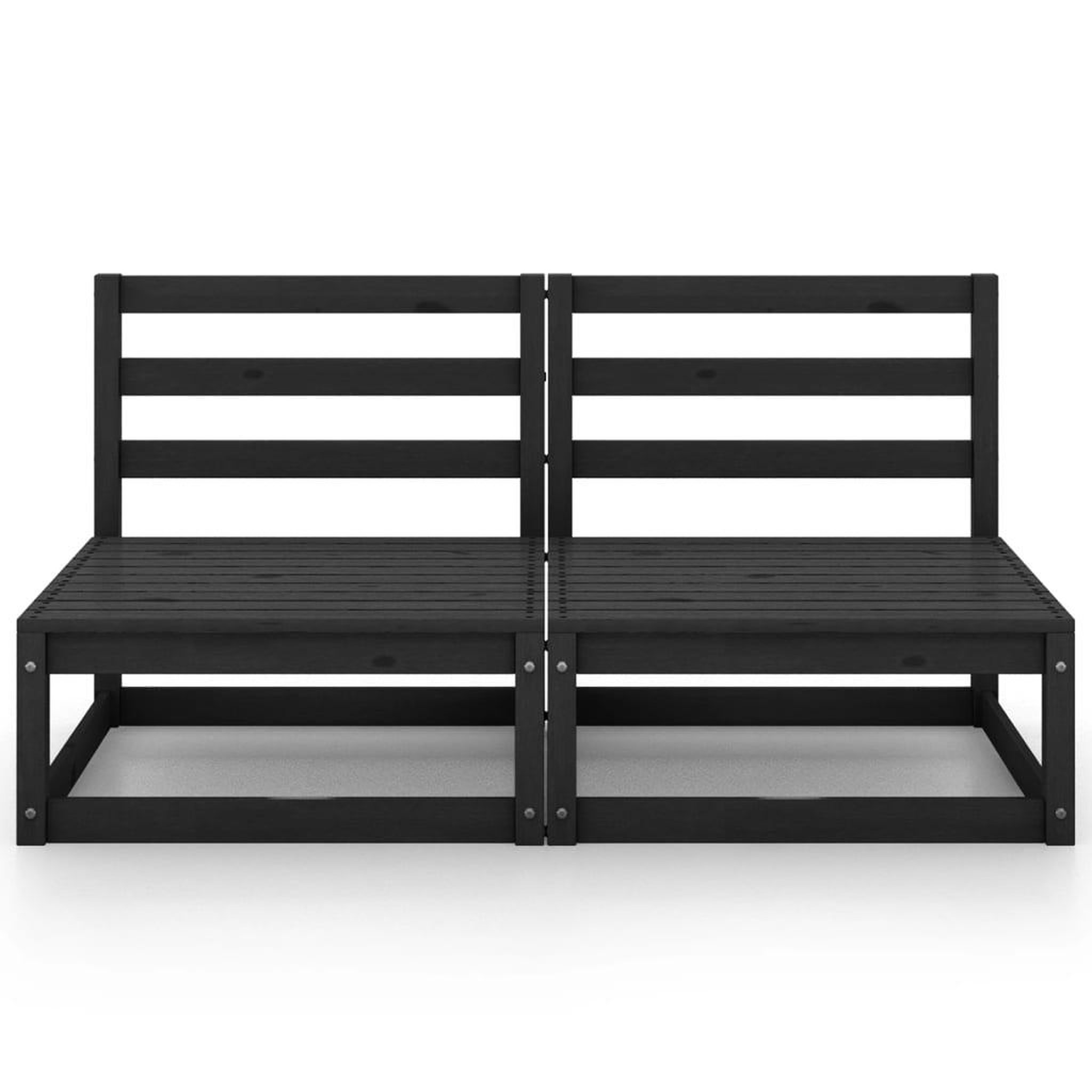Voir la diapositive 3 : VIDAXL Canape a 2 places de jardin Noir Bois de pin solide