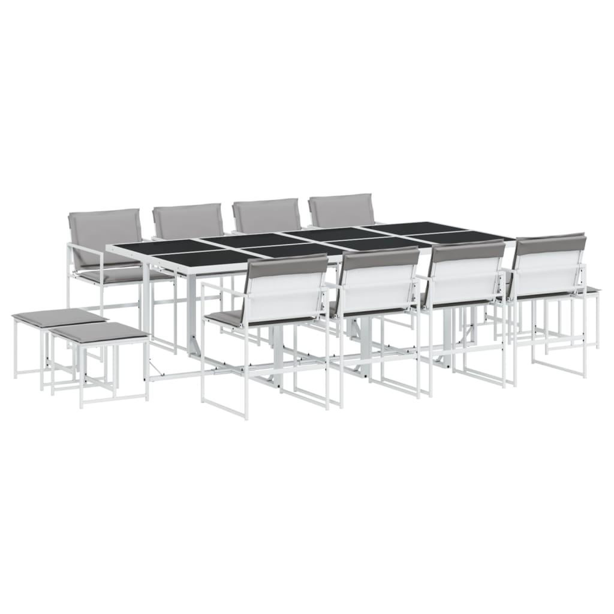 Voir la diapositive 2 : VIDAXL Ensemble a manger de jardin avec coussins 13pcs blanc textilene