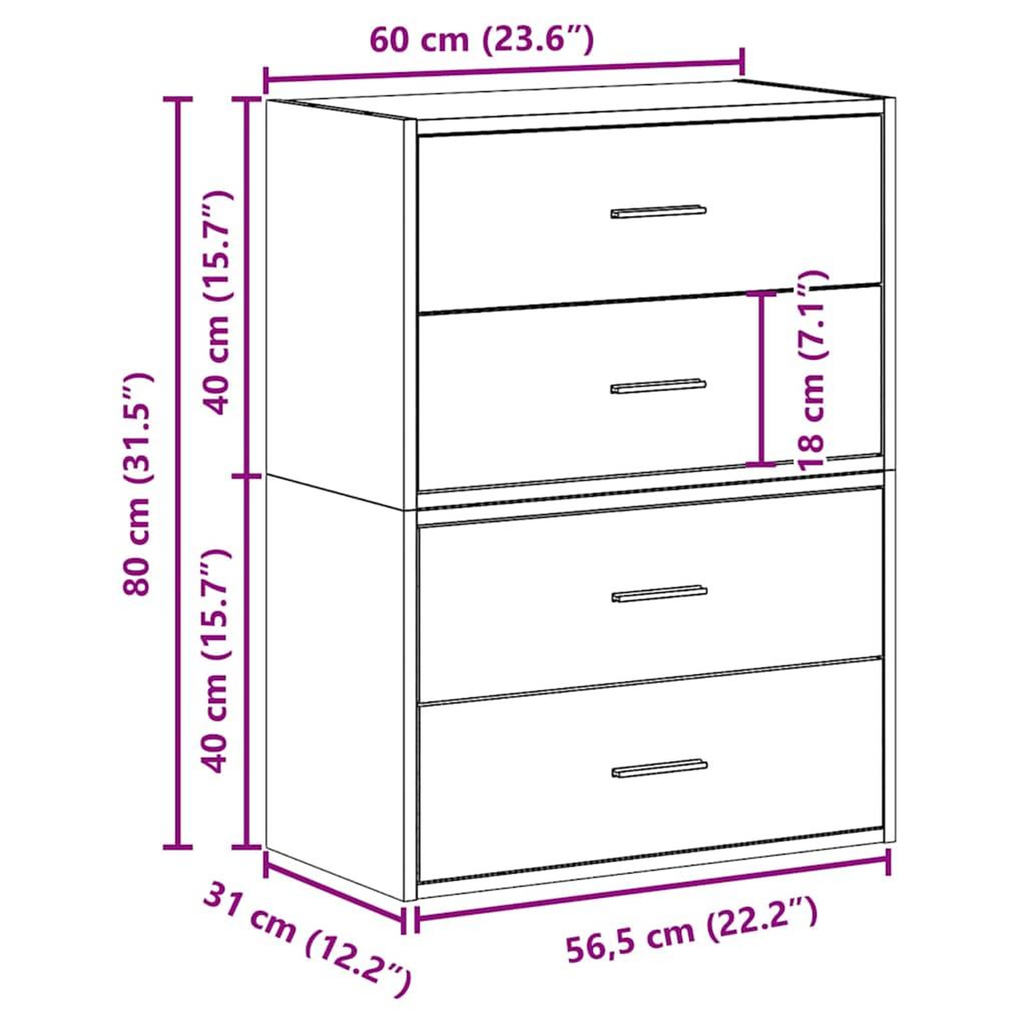 Voir la diapositive 6 : VIDAXL Armoires avec 2 tiroirs 2 pcs chene fume bois d'ingenierie