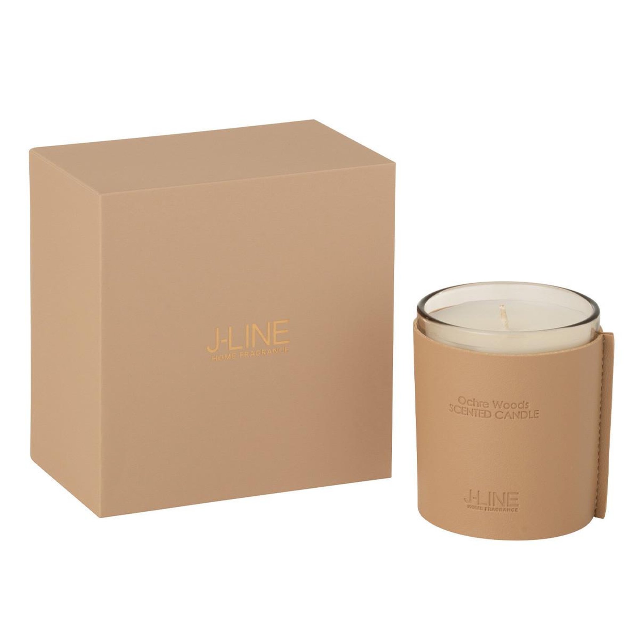 J-LINE Bougie parfumée  scented  14cm ochre woods
