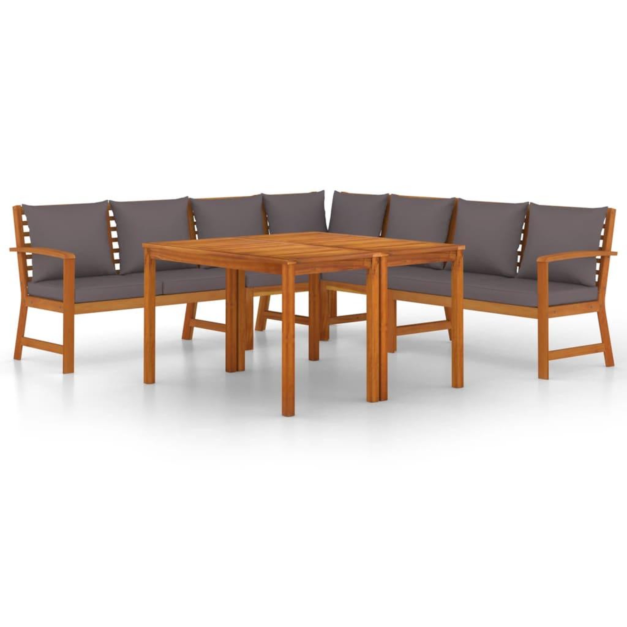 Voir la diapositive 2 : VIDAXL Ensemble a manger de jardin coussins 7 pcs Bois acacia
