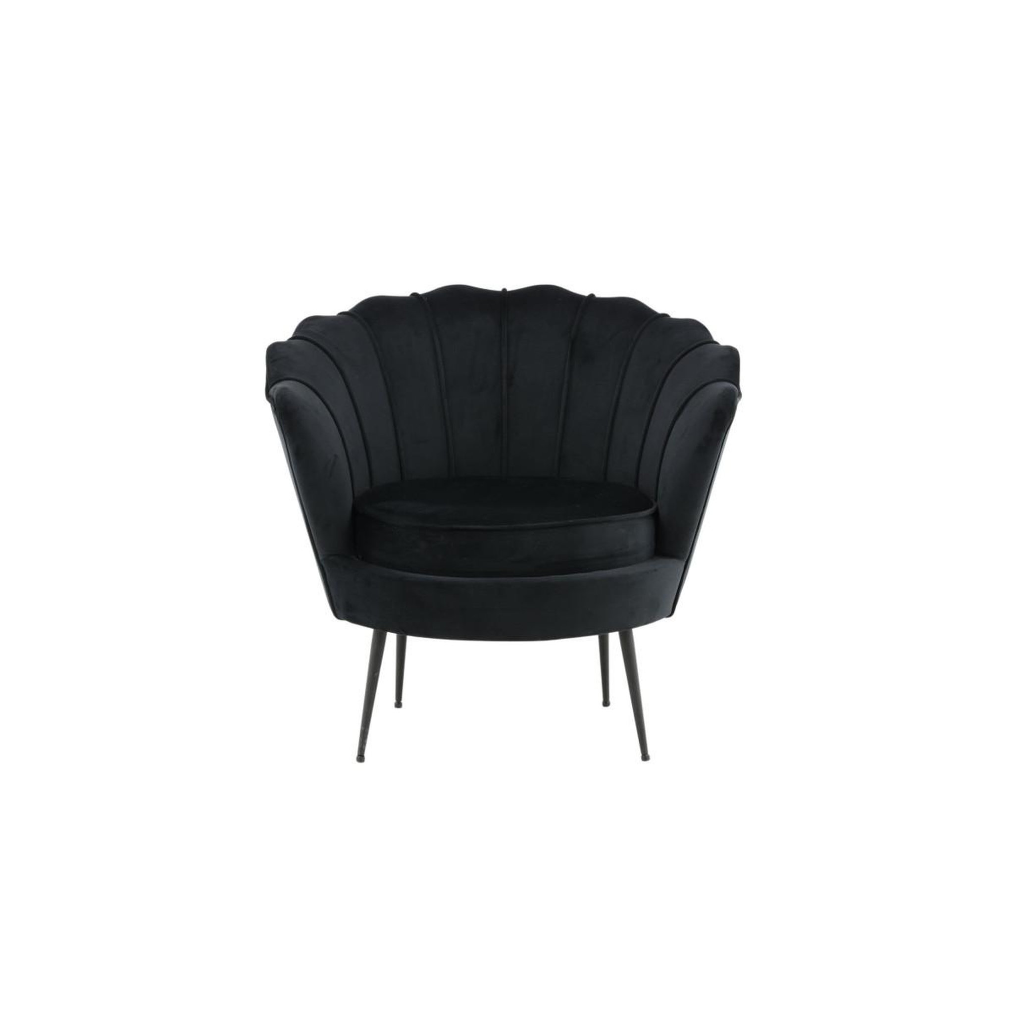 Voir la diapositive 2 : Paris Prix Fauteuil coquillage en velours  calais  83cm noir
