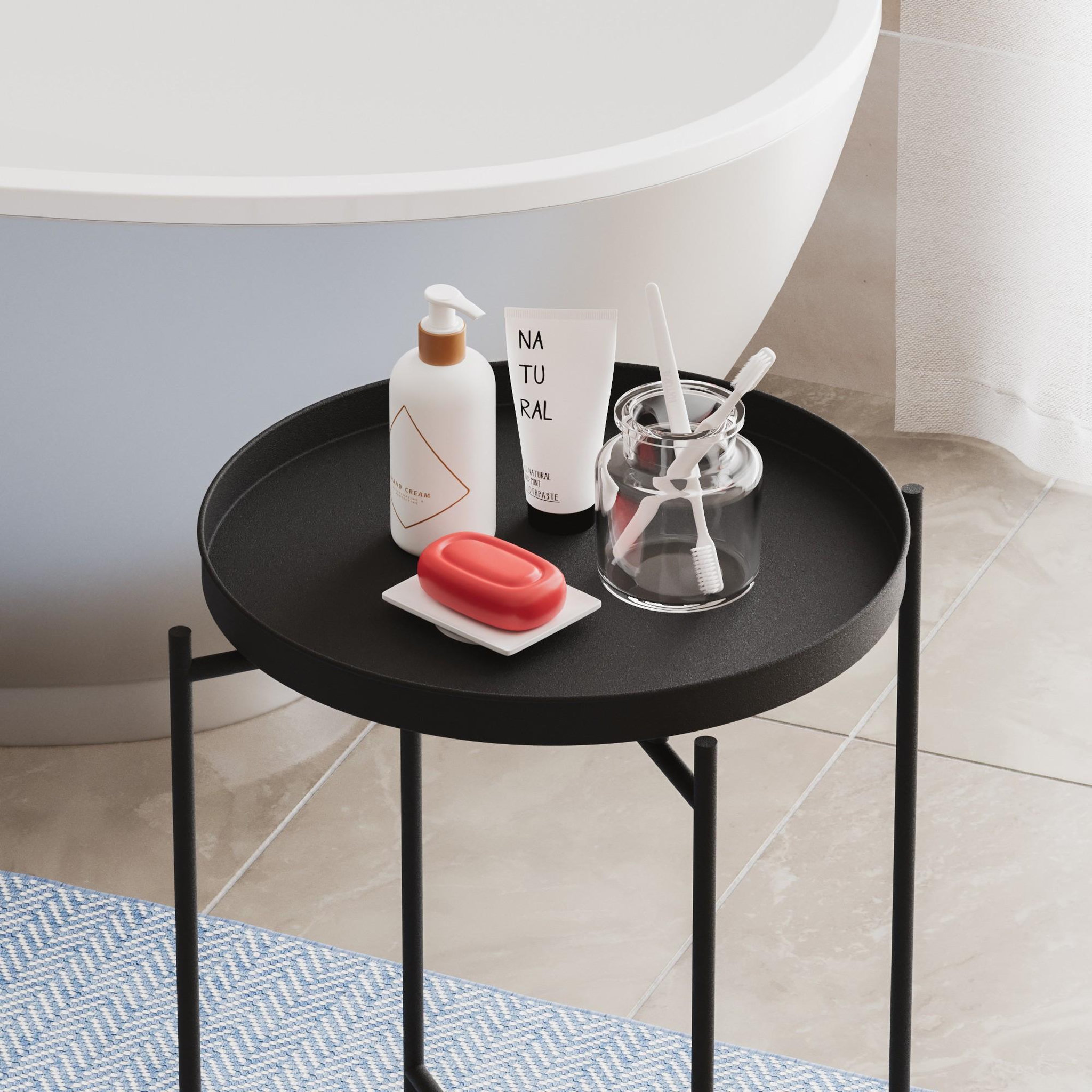 Voir la diapositive 4 : Habitat et Jardin Table basse en métal  sheby  46 x 46 x 56 cm - noir