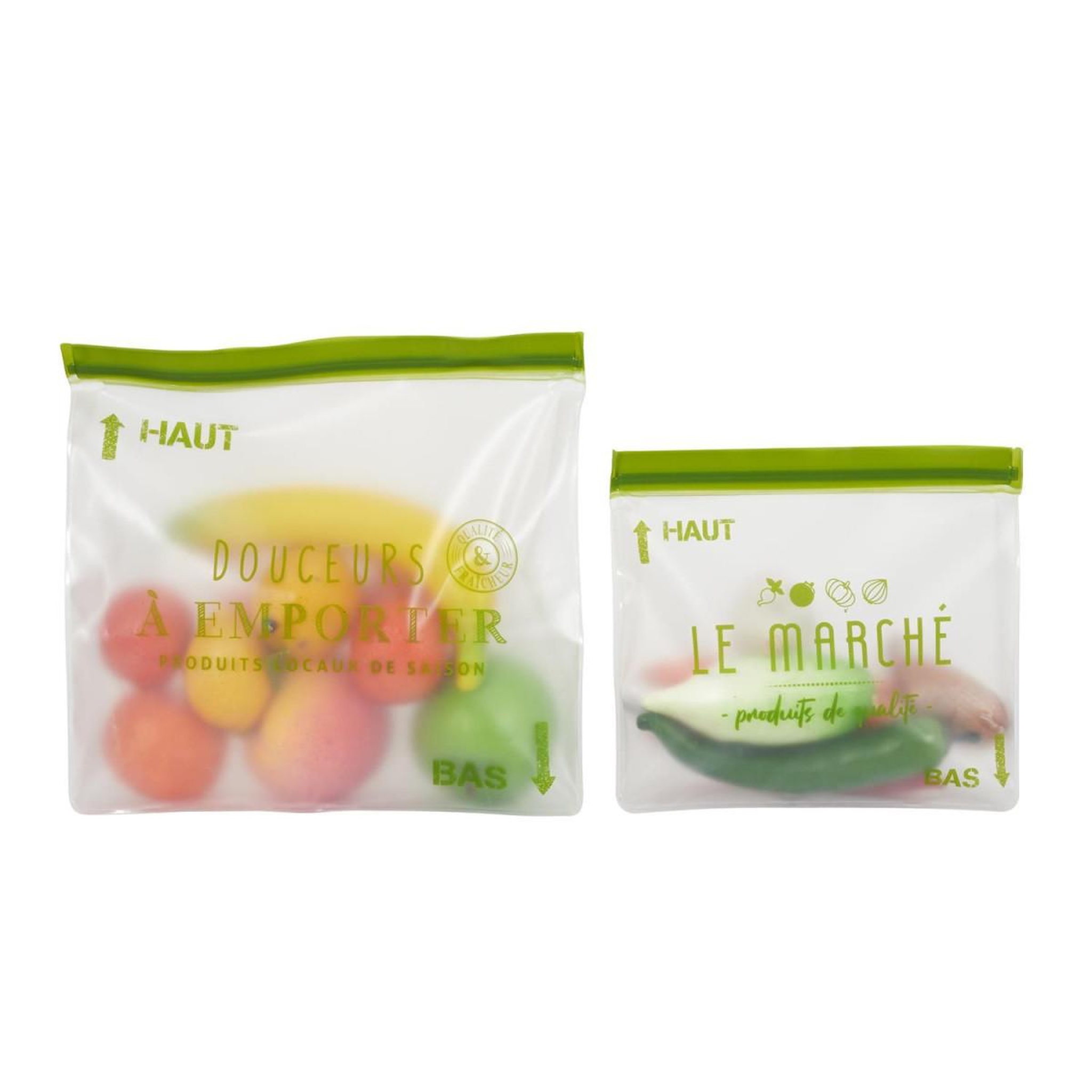 Voir la diapositive 5 : COOK CONCEPT Lot de 2 sacs de conservation  green  28cm vert