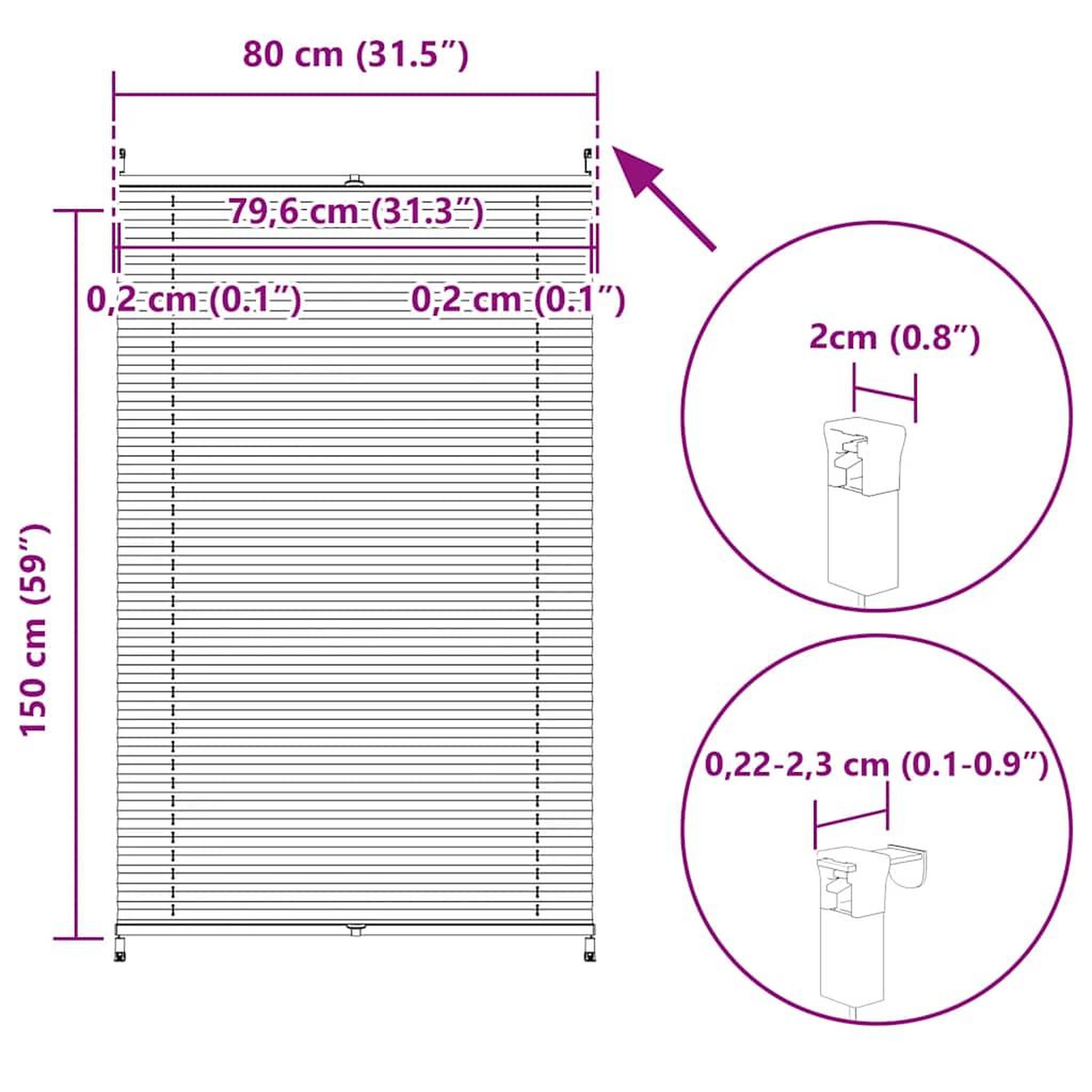 Voir la diapositive 6 : VIDAXL Store plisse 80x150 cm blanc