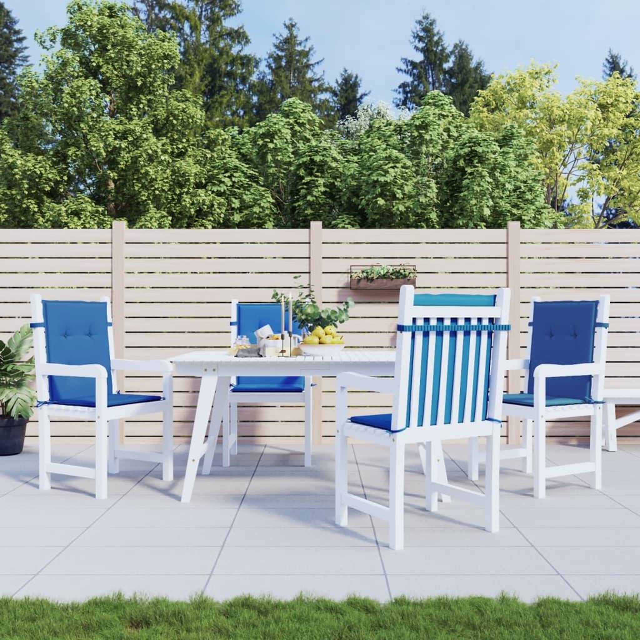 Voir la diapositive 1 : VIDAXL Coussins de chaise de jardin a dossier bas lot de 4 bleu royal