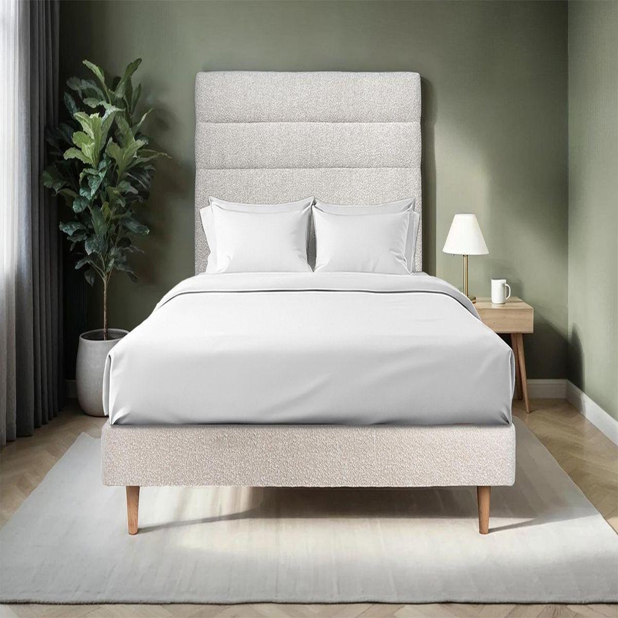 Voir la diapositive 2 : Sommeil de Plomb Lit avec tête de lit lignes bouclette et sommier kit- Hauteur totale : 29cm