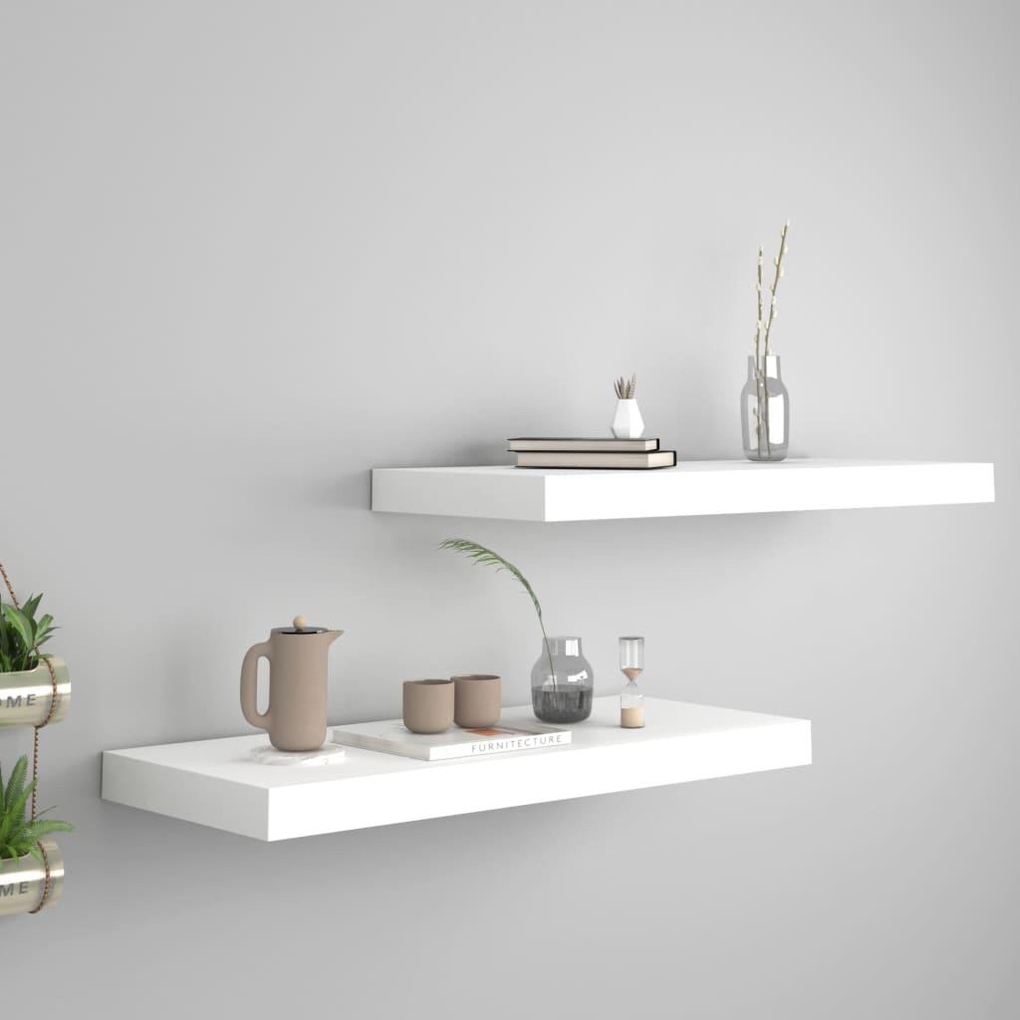 Voir la diapositive 1 : VIDAXL Etageres murales flottantes 2 pcs blanc 60x23,5x3,8 cm MDF