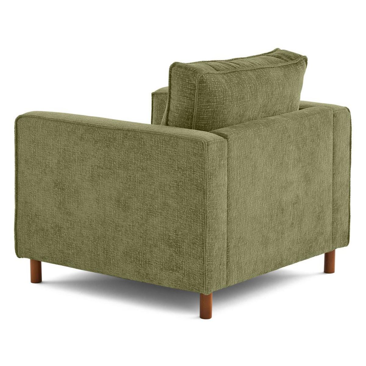 LISA DESIGN Jake - fauteuil en tissu velours relief - pieds en bois foncé