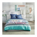 Today Parure de lit - TODAY - JAVA - 2 personnes - 240x220 cm - Coton - Imprimé Los Angeles - Bleu