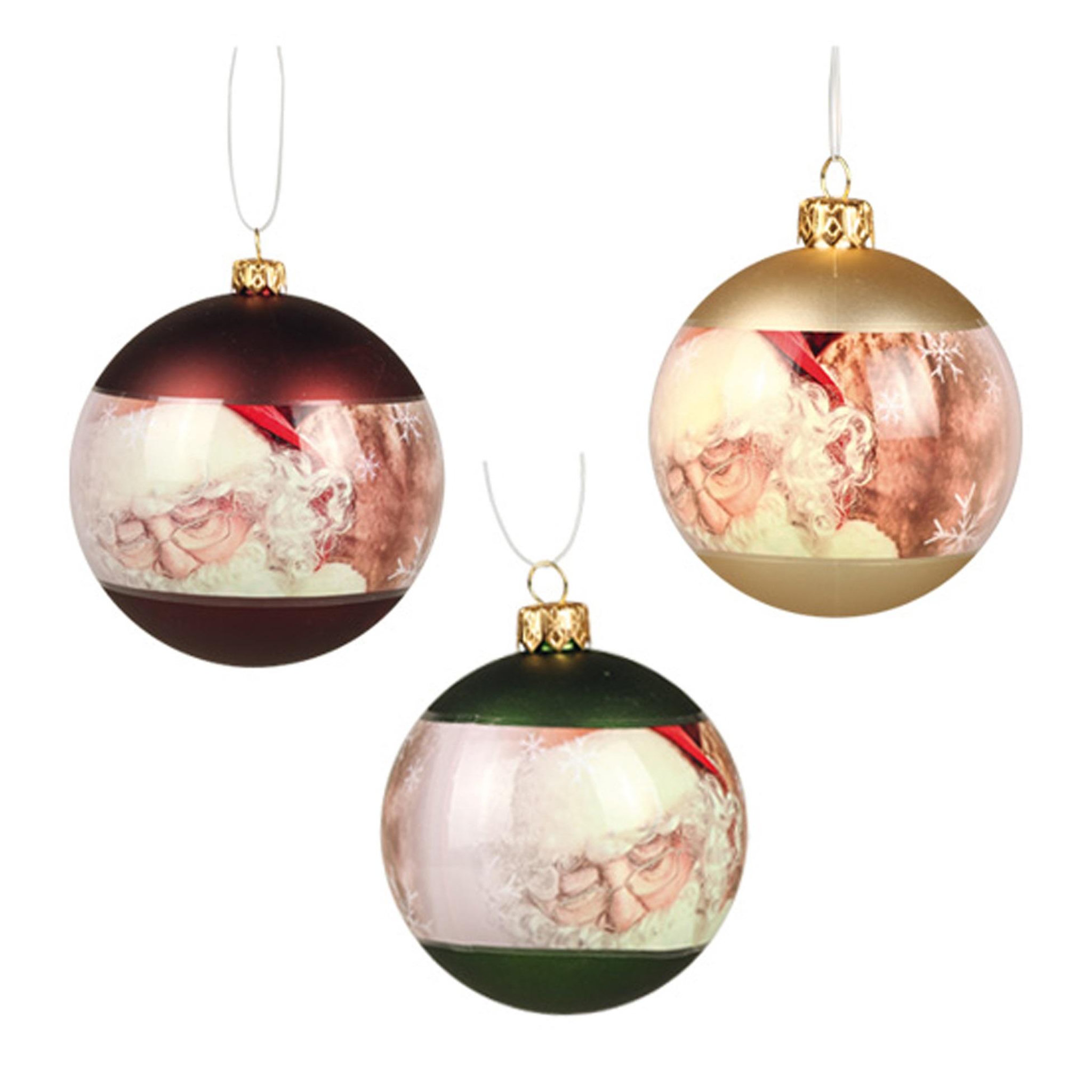Eden Lot de 3 boules de noël décorées père noël