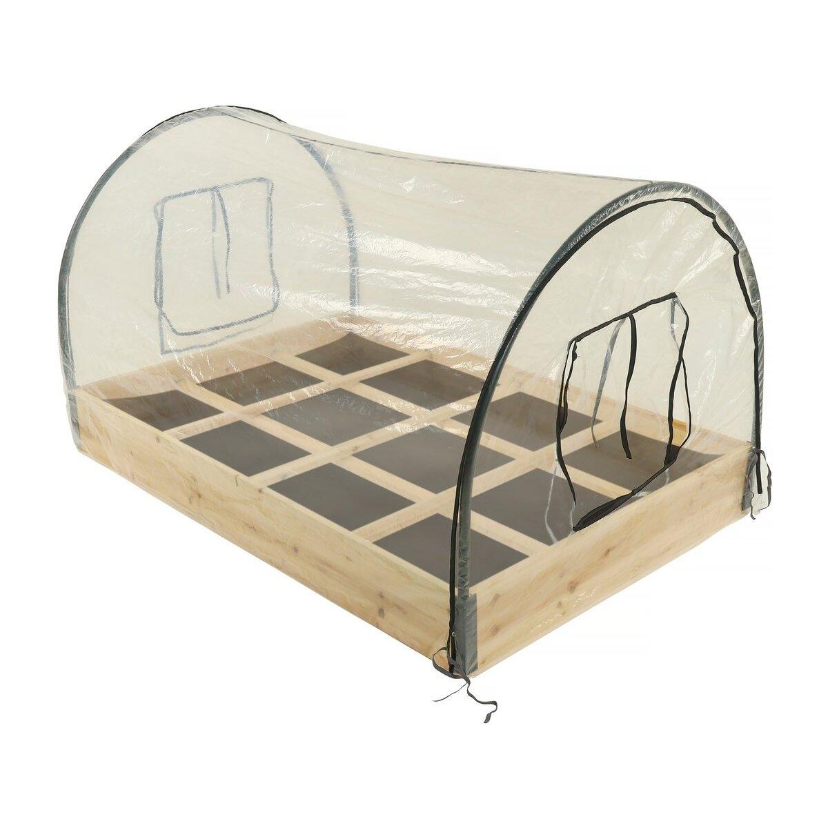 Habitat et Jardin Carré potager en bois  Muscari  - 116 x 81 x 67,5 cm - avec housse serre châssis