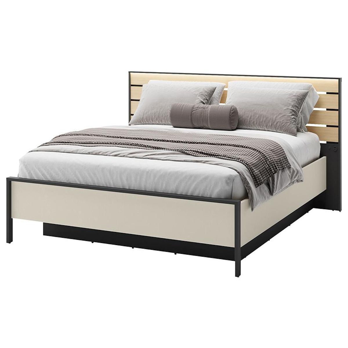 BEST MOBILIER Kimi - lit coffre - 180x200 cm - sommier et port usb inclus