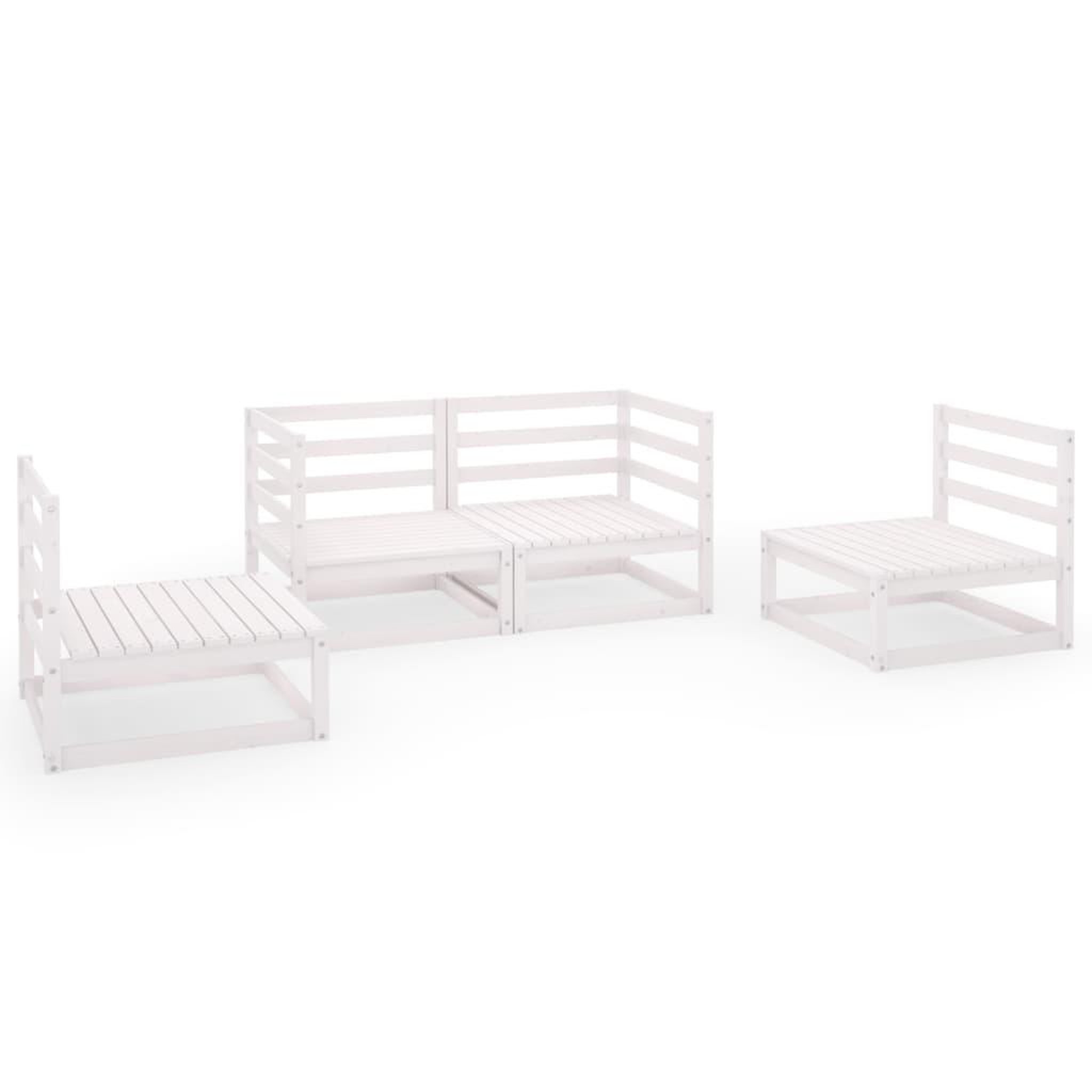 Voir la diapositive 2 : VIDAXL Salon de jardin 4 pcs Blanc Bois de pin massif