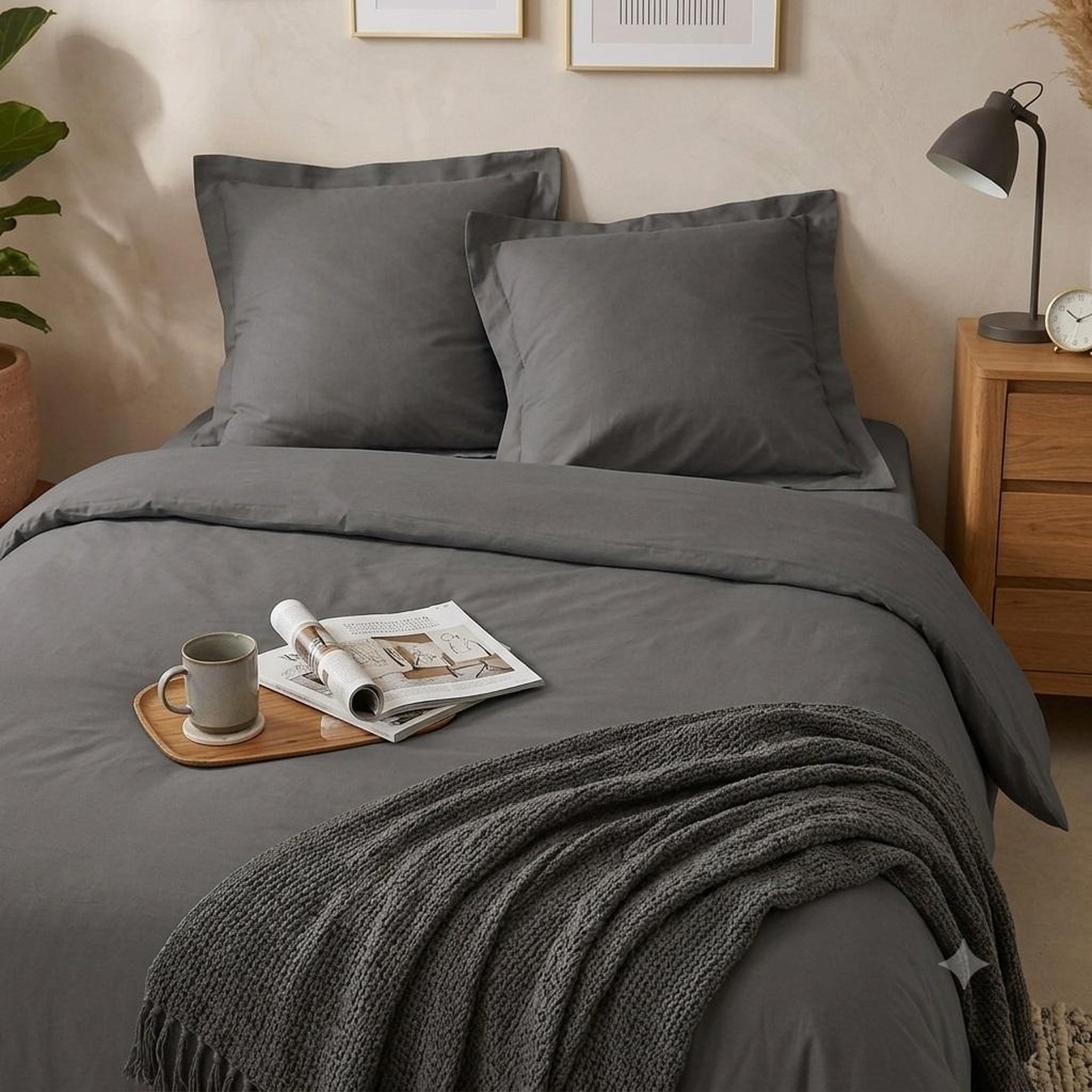 Voir la diapositive 6 : Eden Housse de couette percale 240 x 260 cm percalines anthracite