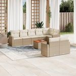 VIDAXL Salon de jardin avec coussins 9 pcs beige resine tressee