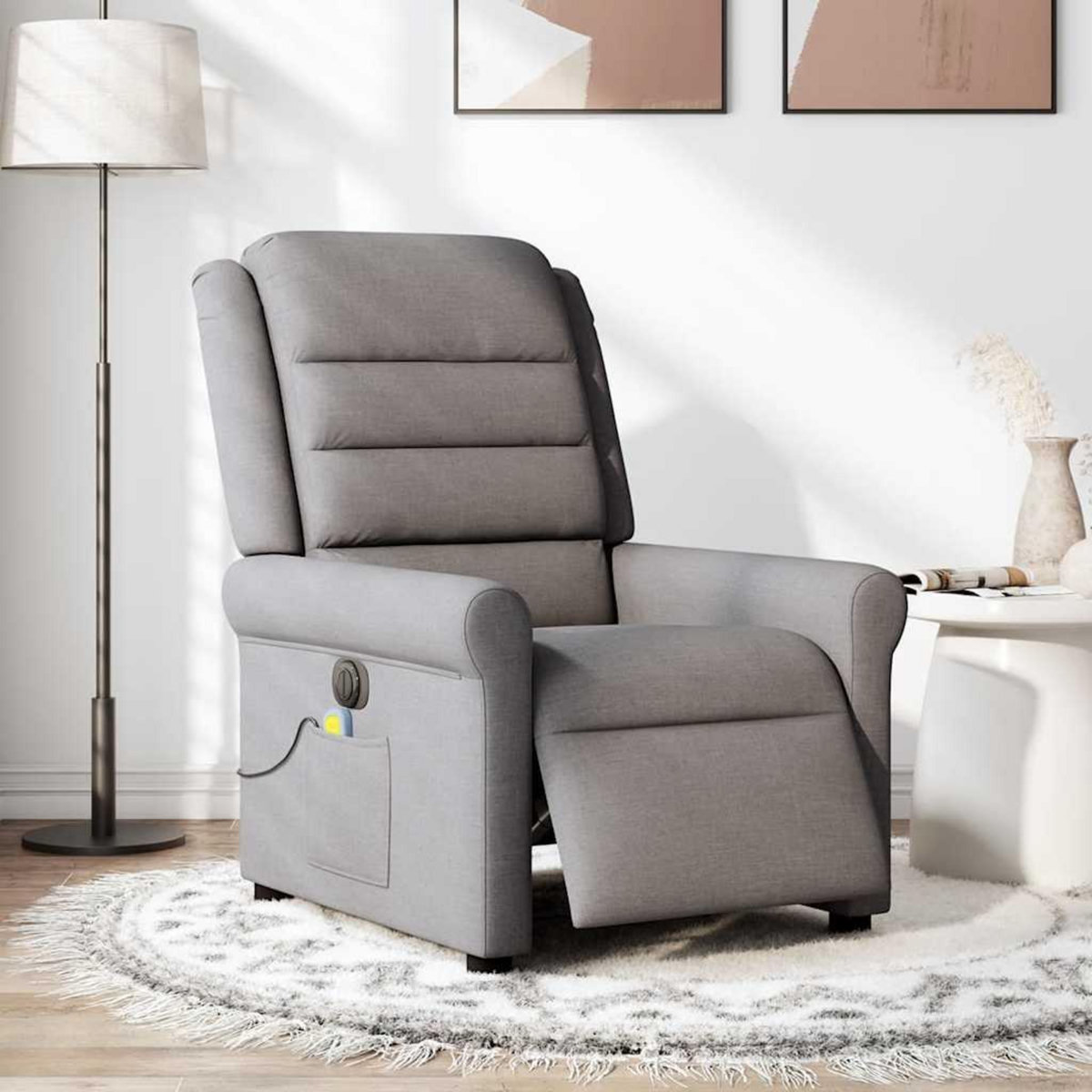 VIDAXL Fauteuil de massage inclinable electrique Taupe Tissu