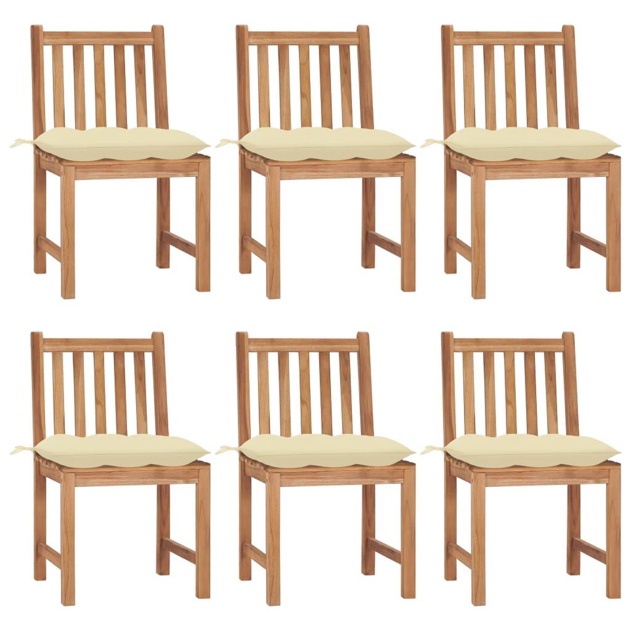 Voir la diapositive 1 : VIDAXL Chaises de jardin lot de 6 avec coussins Bois de teck massif