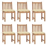 VIDAXL Chaises de jardin lot de 6 avec coussins Bois de teck massif