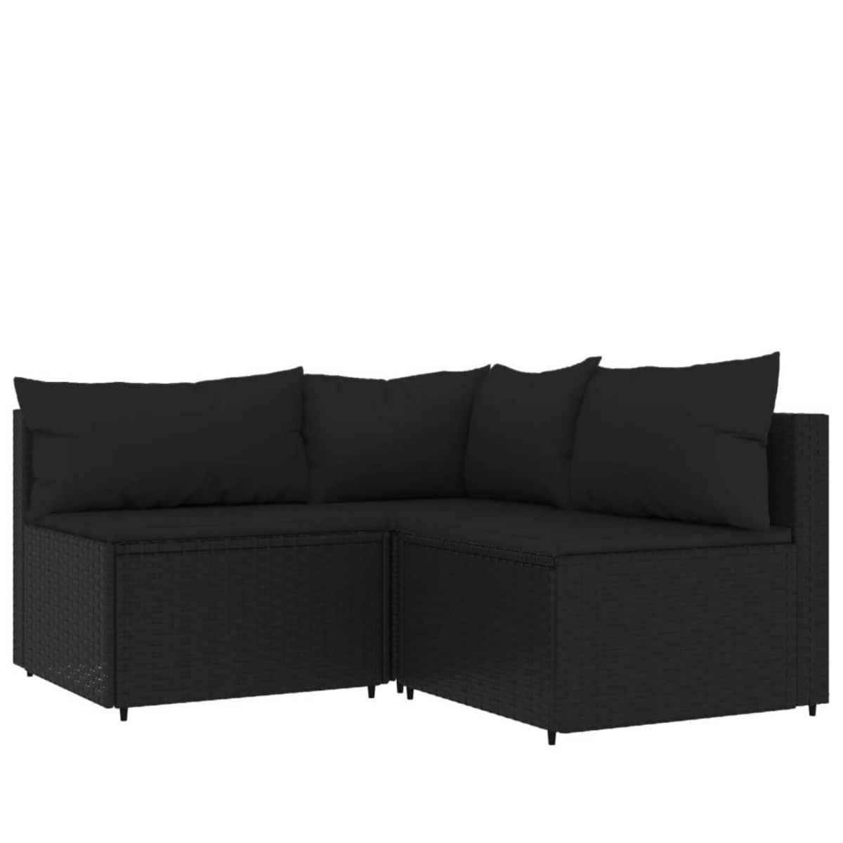VIDAXL Salon de jardin 4 pcs avec coussins Noir Resine tressee