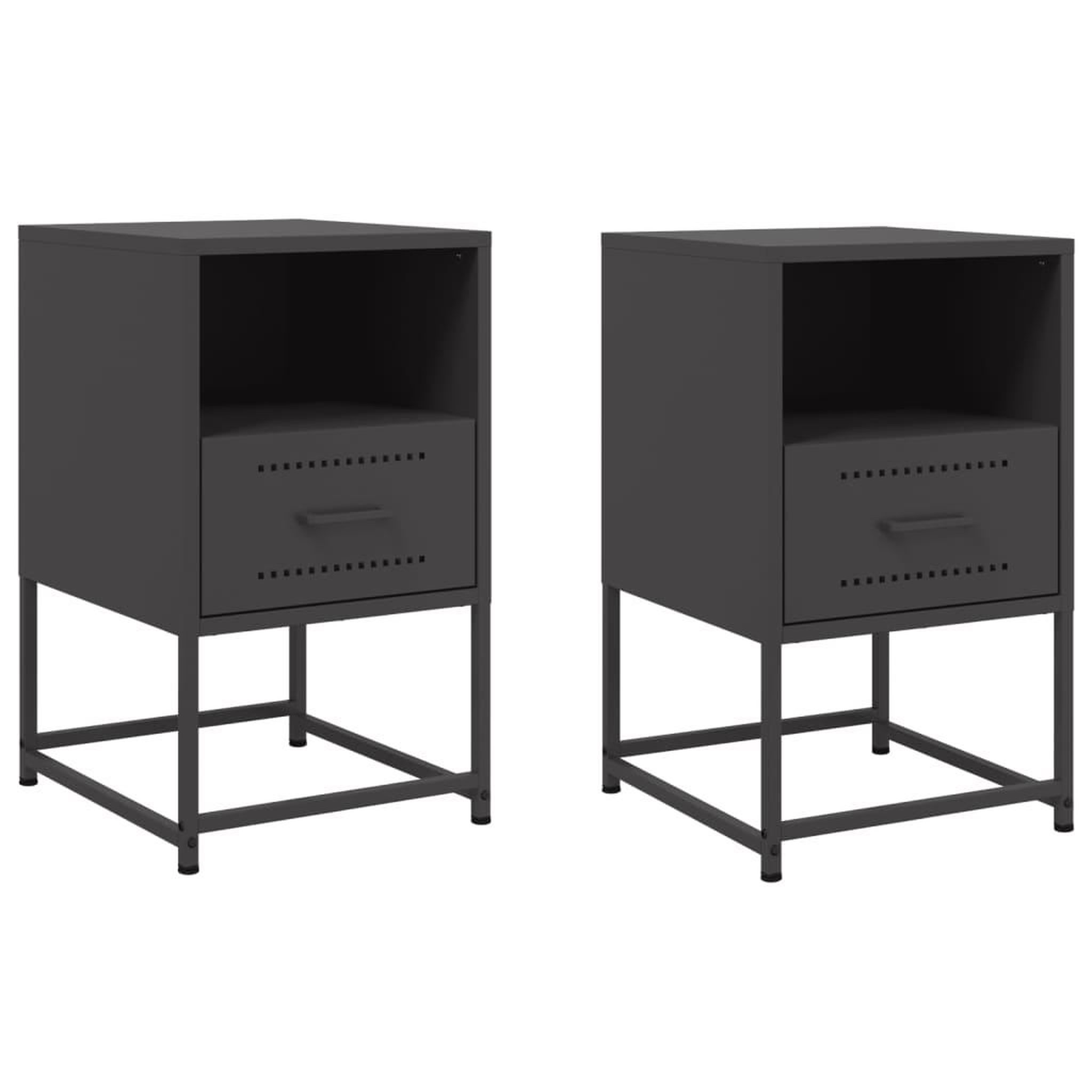Voir la diapositive 2 : VIDAXL Tables de chevet 2 pcs noir 36x39x60,5 cm acier