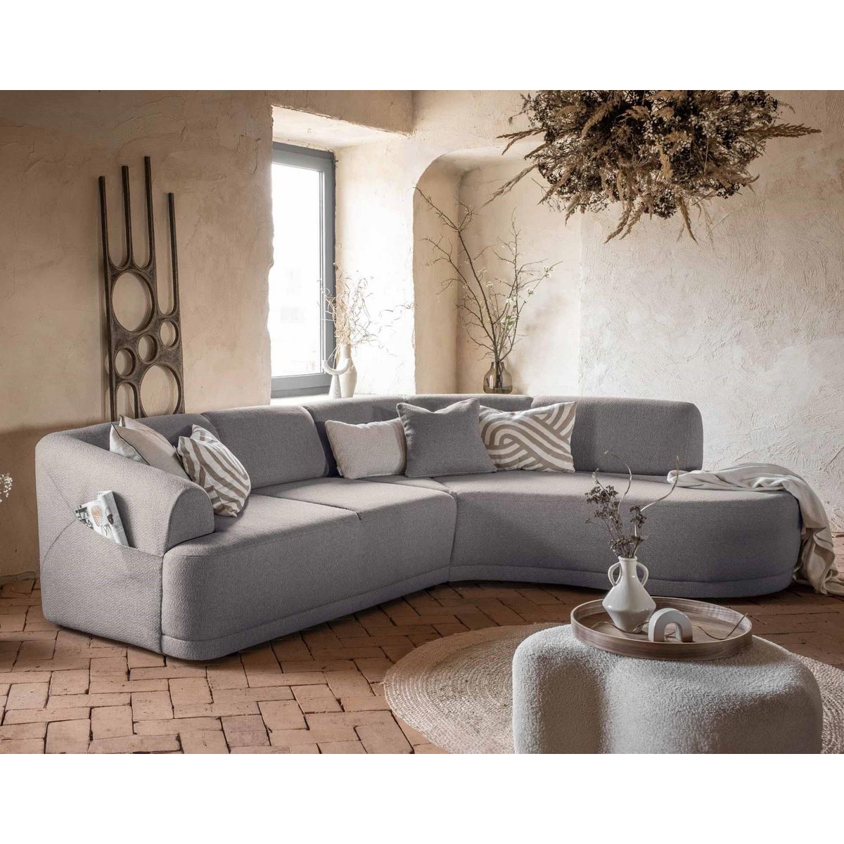 BEST MOBILIER Siena - canapé d'angle droit - 5 places - en tissu