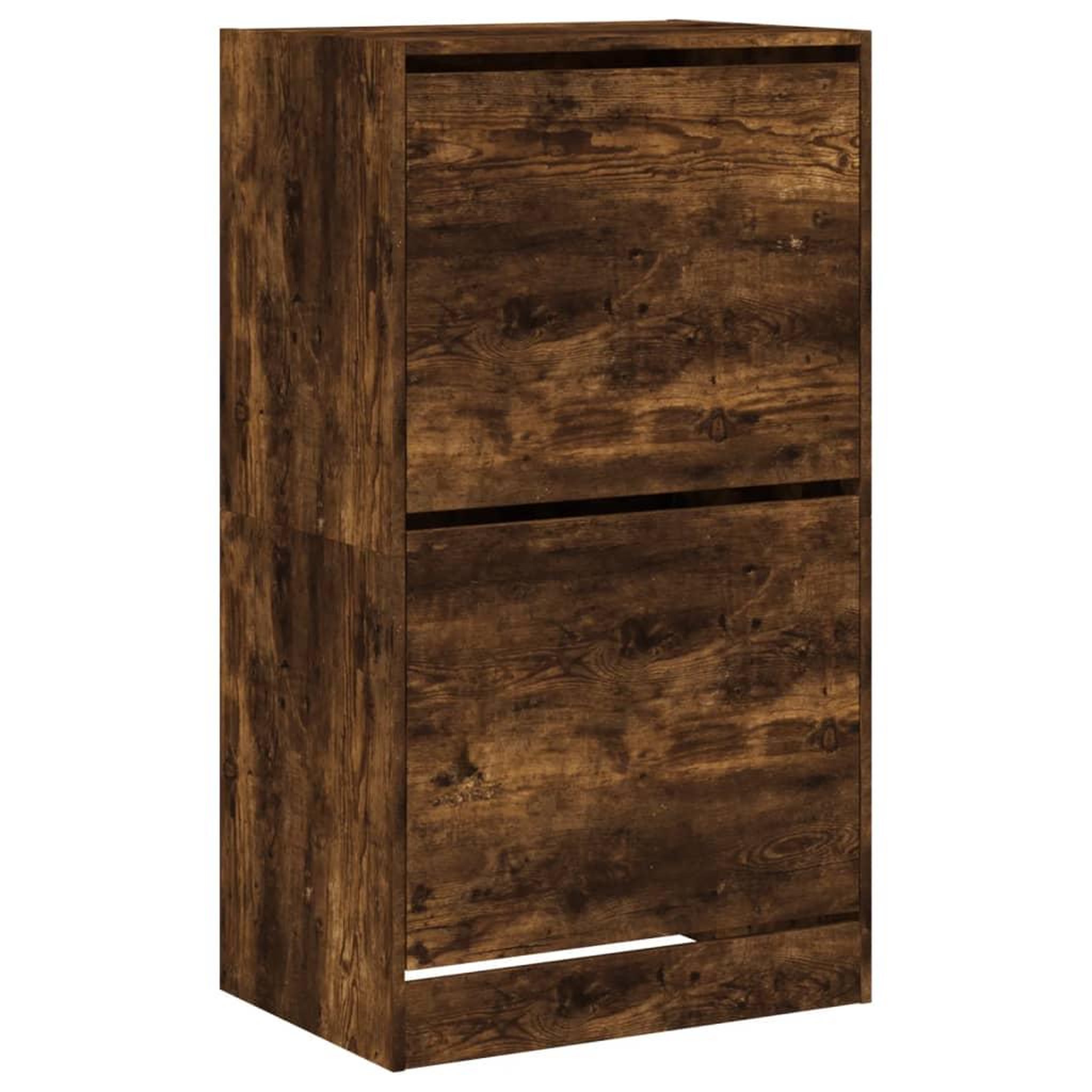 Voir la diapositive 2 : VIDAXL Armoire a chaussures 2 tiroirs rabattables chene fume