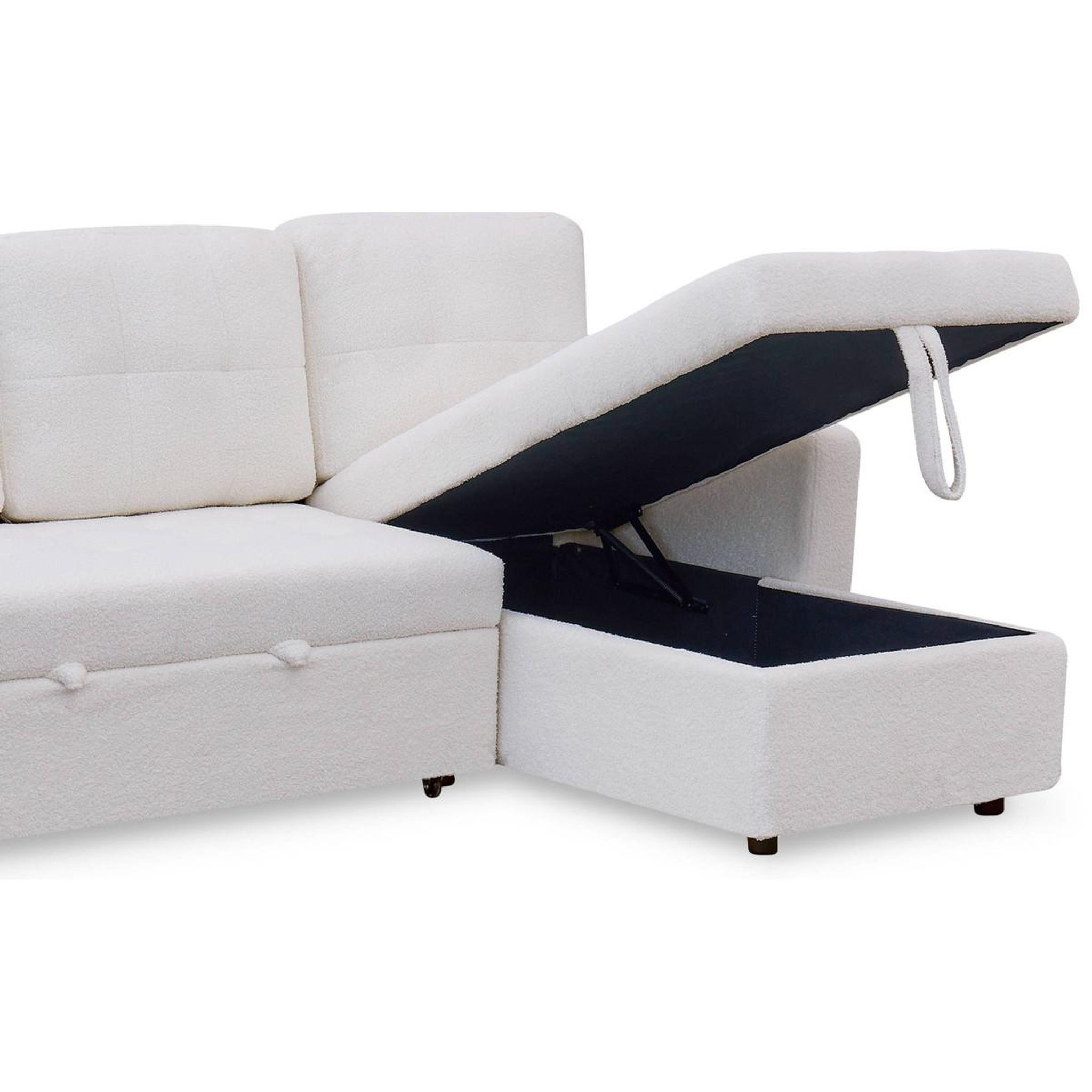 Voir la diapositive 4 : Paris Prix Canapé d'angle convertible bouclette  corto  221cm crème