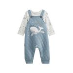 Petit Béguin Ensemble salopette bébé en coton matelassé et t-shirt Petite Balade. Coloris disponibles : Bleu