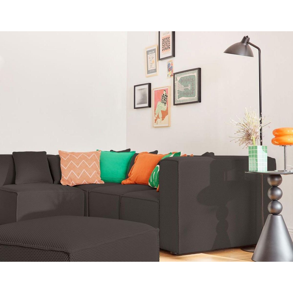 LISA DESIGN Arty - canapé modulable d'angle gauche 5 places - en tissu mailles 3d