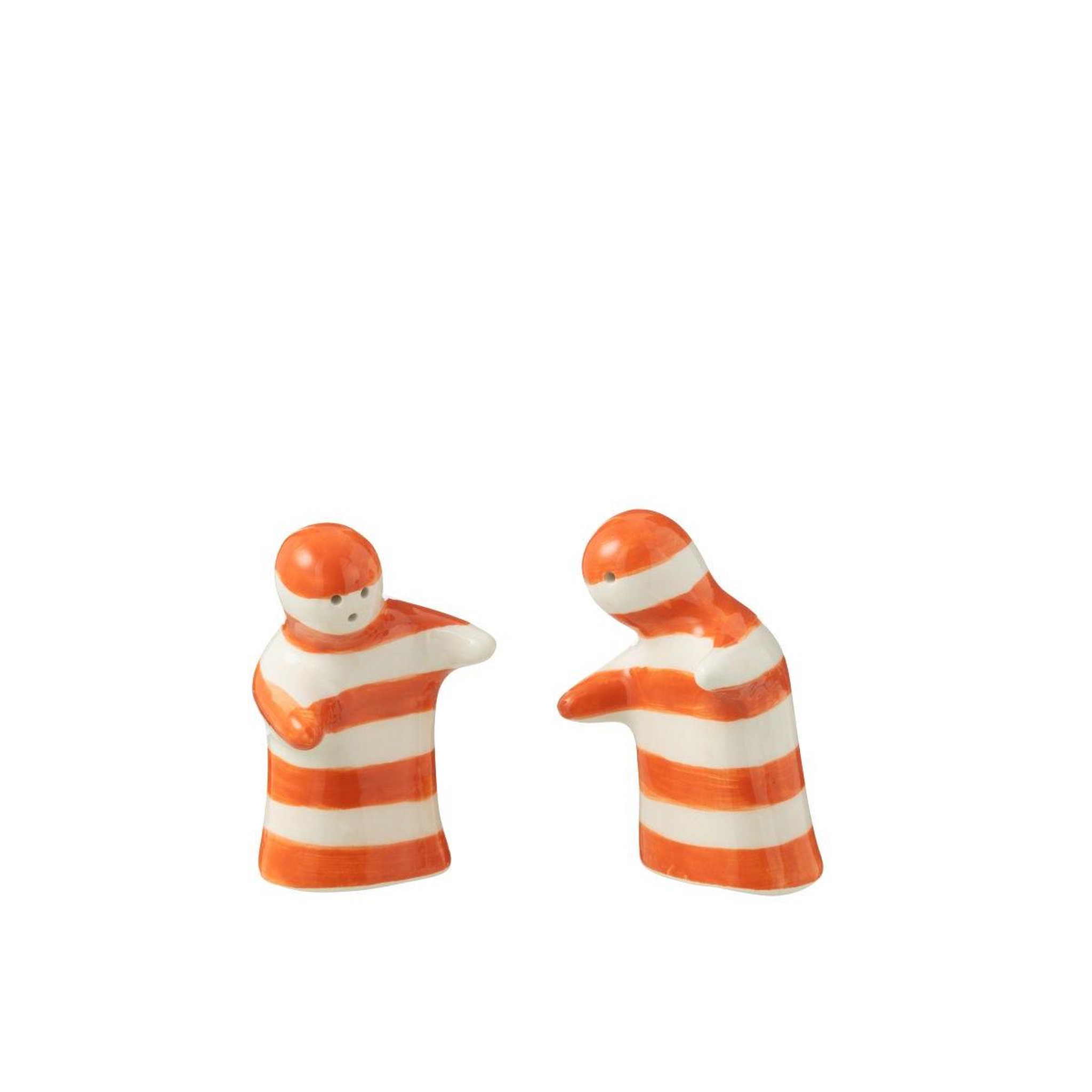 Voir la diapositive 2 : J-LINE Salière & poivrière en céramique  granada rayure  8cm orange