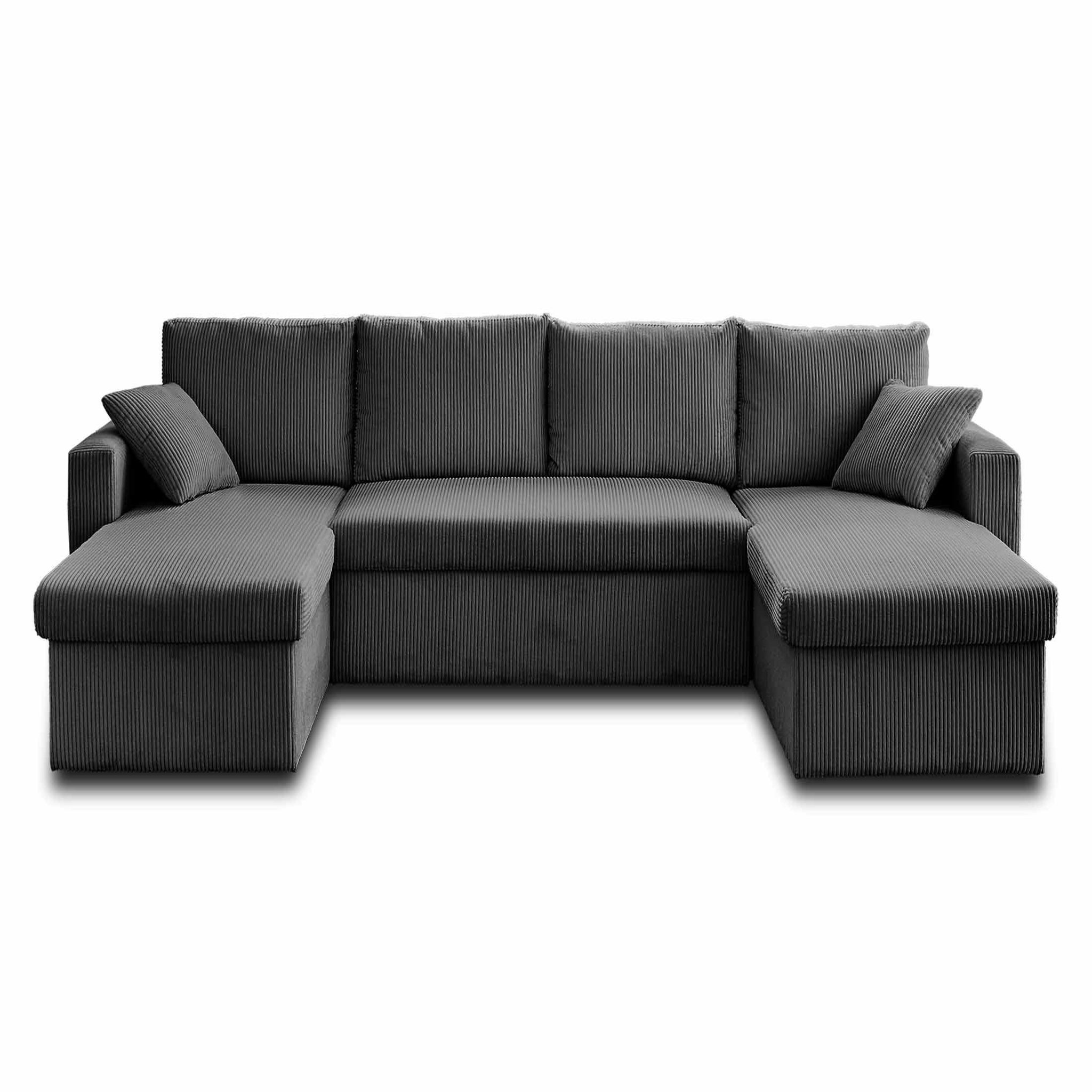 Voir la diapositive 1 : BEST MOBILIER Cyrus - canapé panoramique en u - 7 places - convertible avec coffre - en velours côtelé