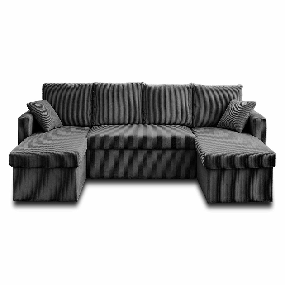 BEST MOBILIER Cyrus - canapé panoramique en u - 7 places - convertible avec coffre - en velours côtelé
