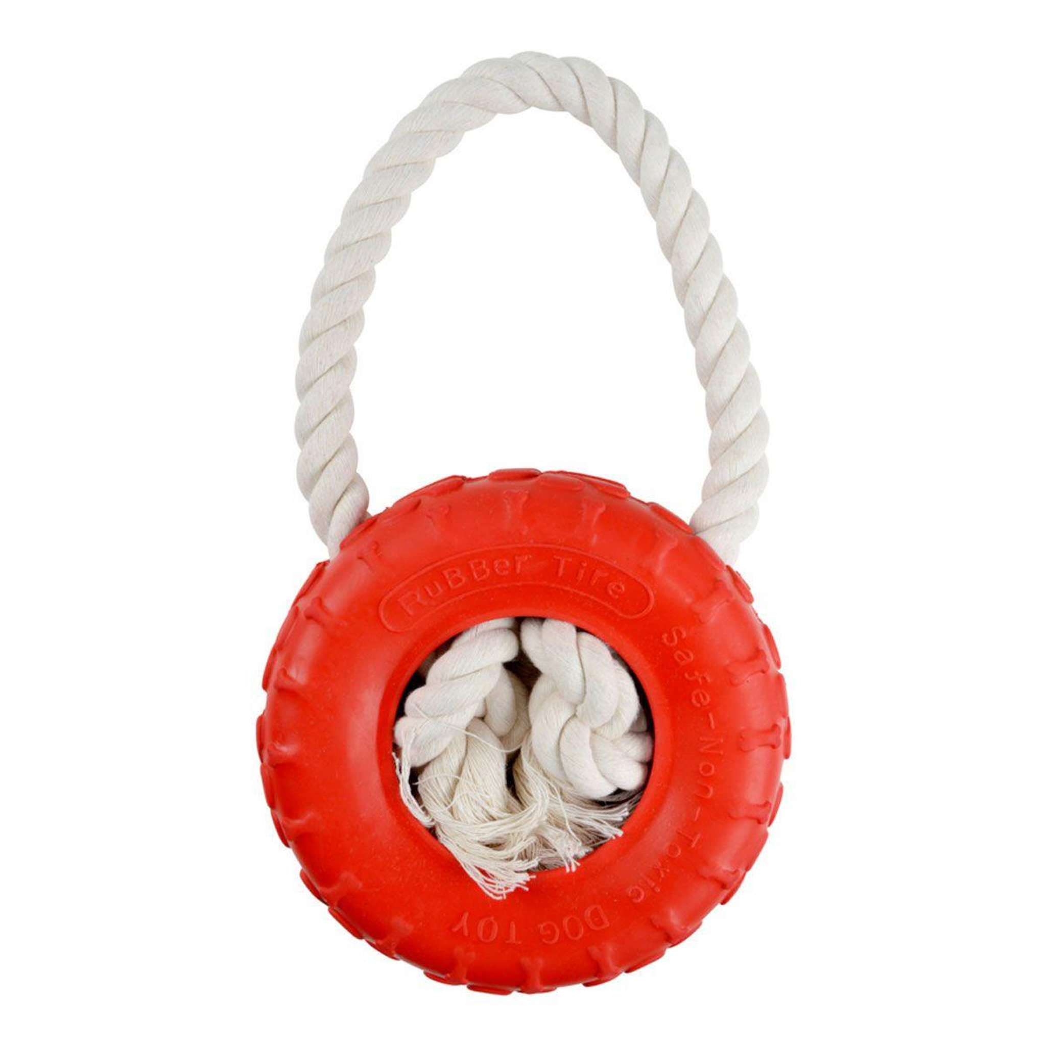 LOVE STORY Jouet pour chien  pneu & corde  25cm rouge