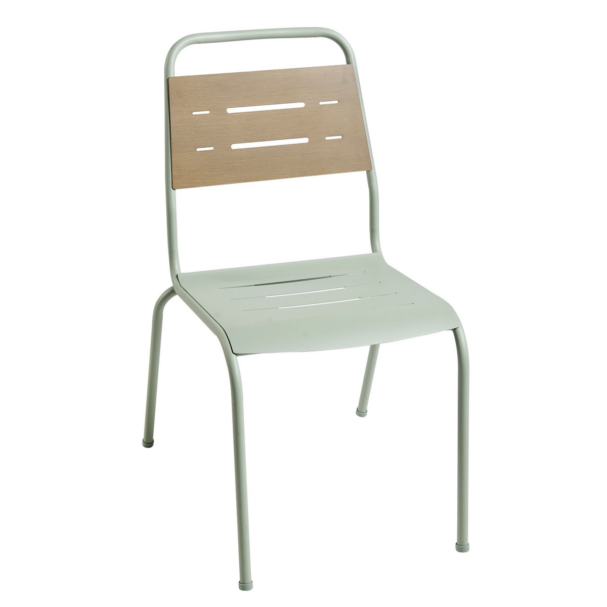 GARDENSTAR Chaise de jardin - Acier - Vert pâle et imitation bois