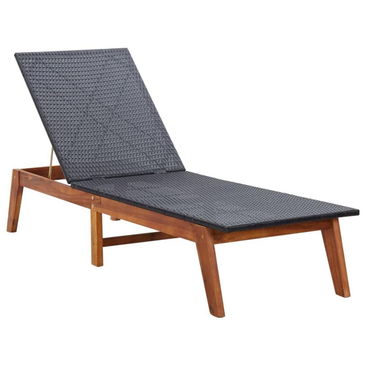 VIDAXL Chaise longue Resine tressee et bois d'acacia massif