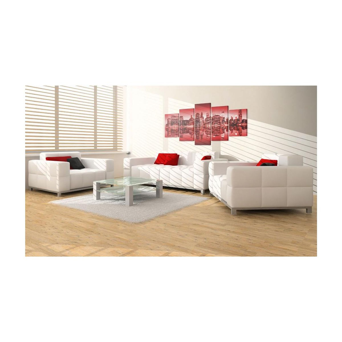 Paris Prix Tableau 5 Panneaux  Lumière Rouge au dessus de New York